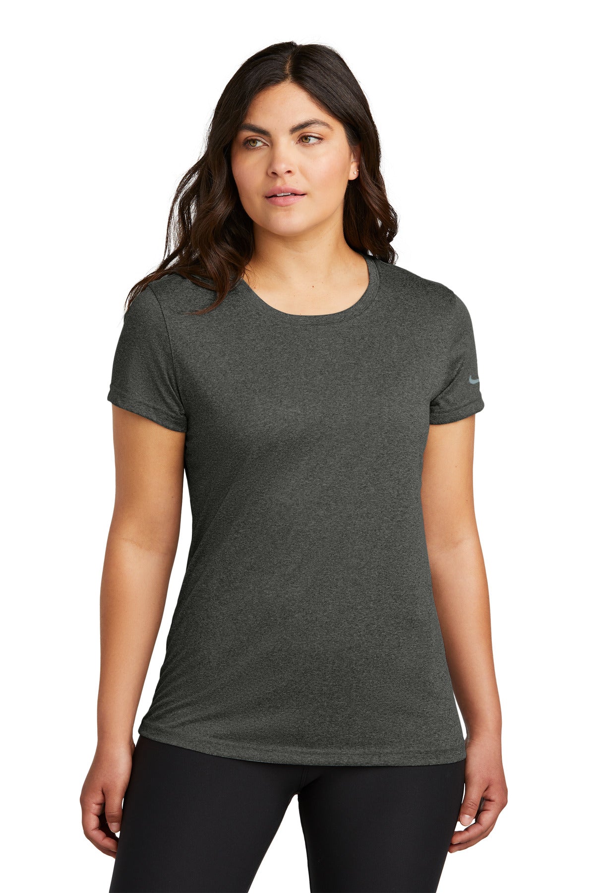 Custom Dark Smoke Heather Women's Swoosh Sleeve rLegend Tee NKDX8734, personalized by SanCanDo Swag in Argyle, TX