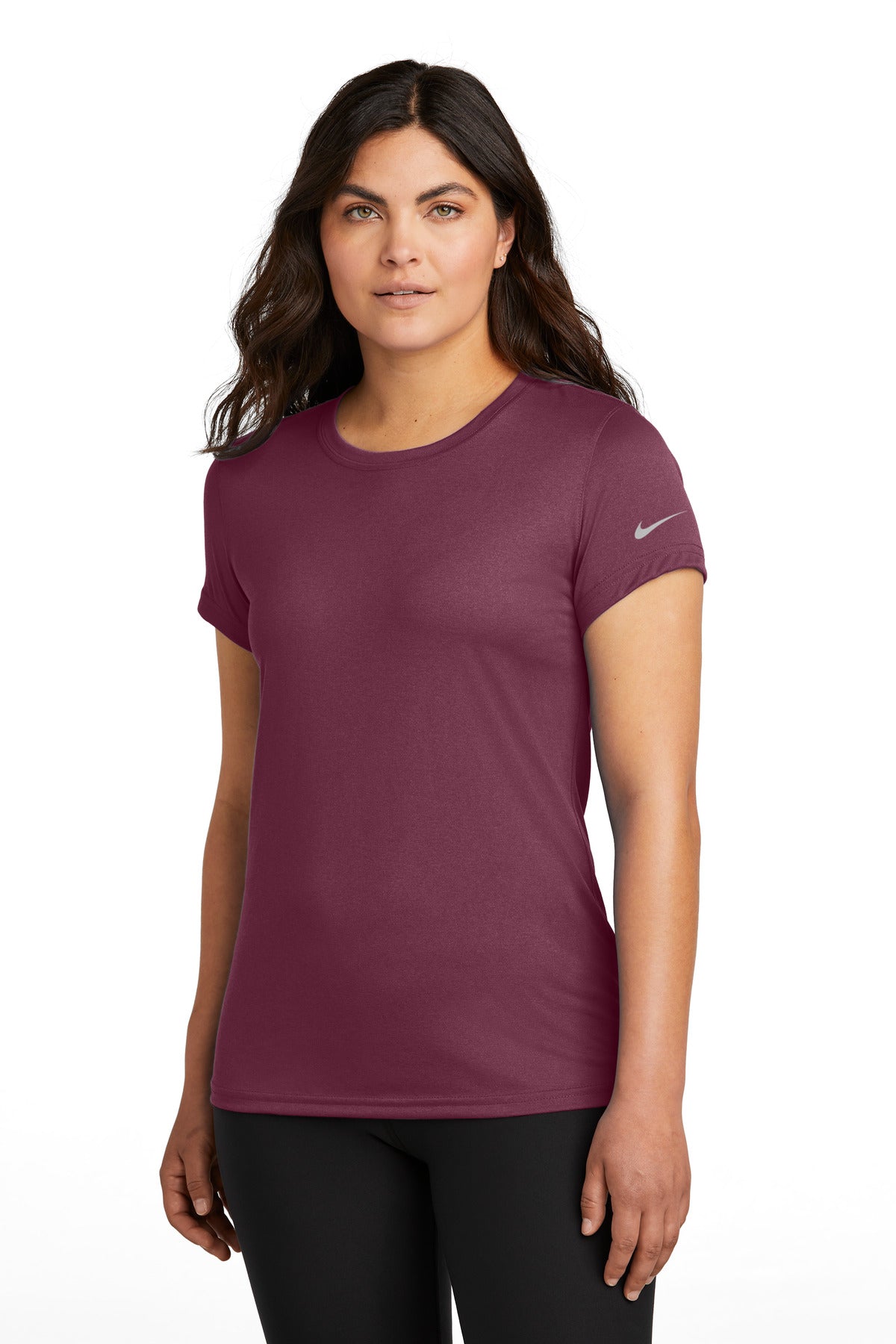 Custom Deep Maroon Women's Swoosh Sleeve rLegend Tee NKDX8734, personalized by SanCanDo Swag in Argyle, TX
