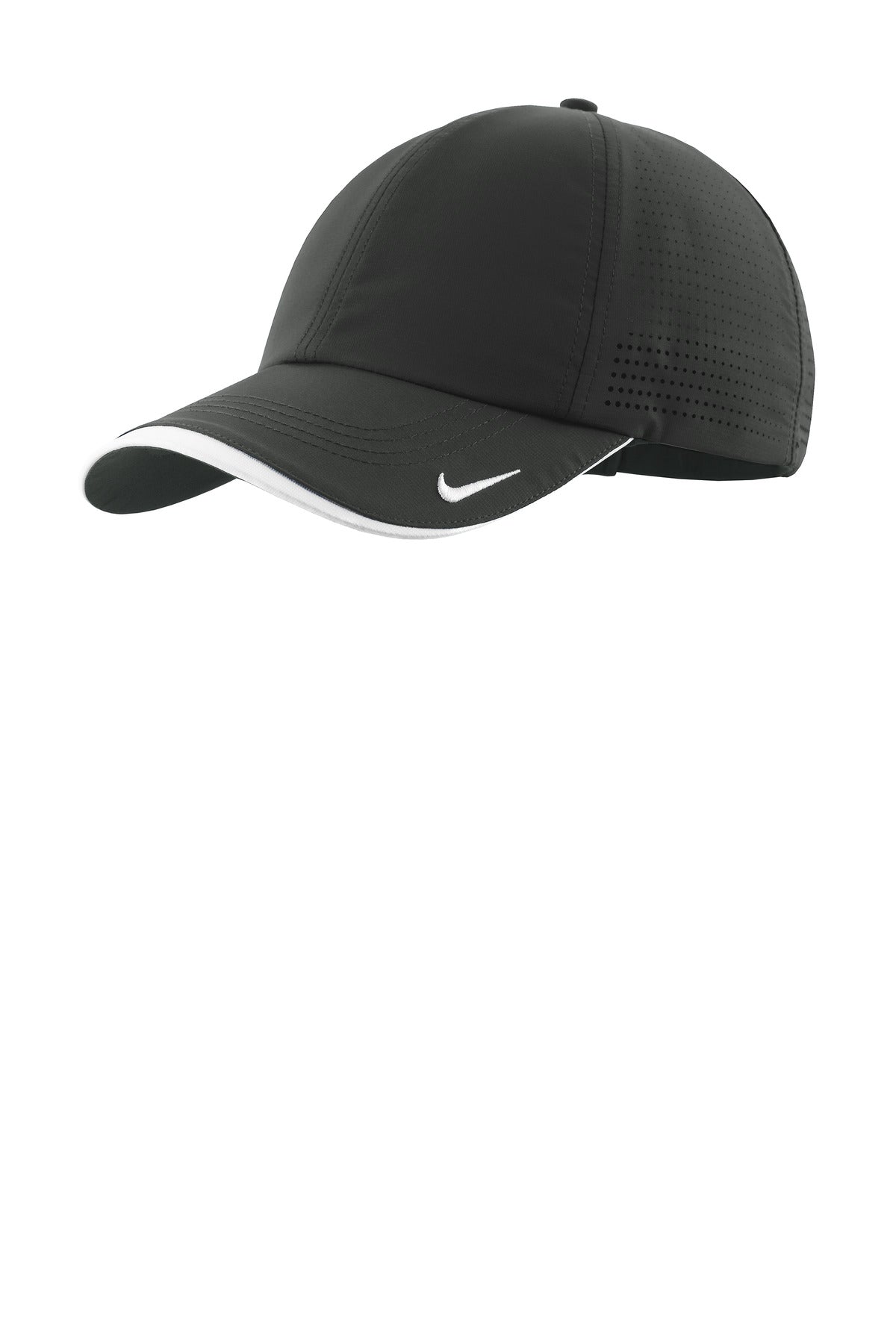 Custom Anthracite/ White Dri-FIT Perforated Performance Cap NKFB6445, personalized by SanCanDo Swag in Argyle, TX