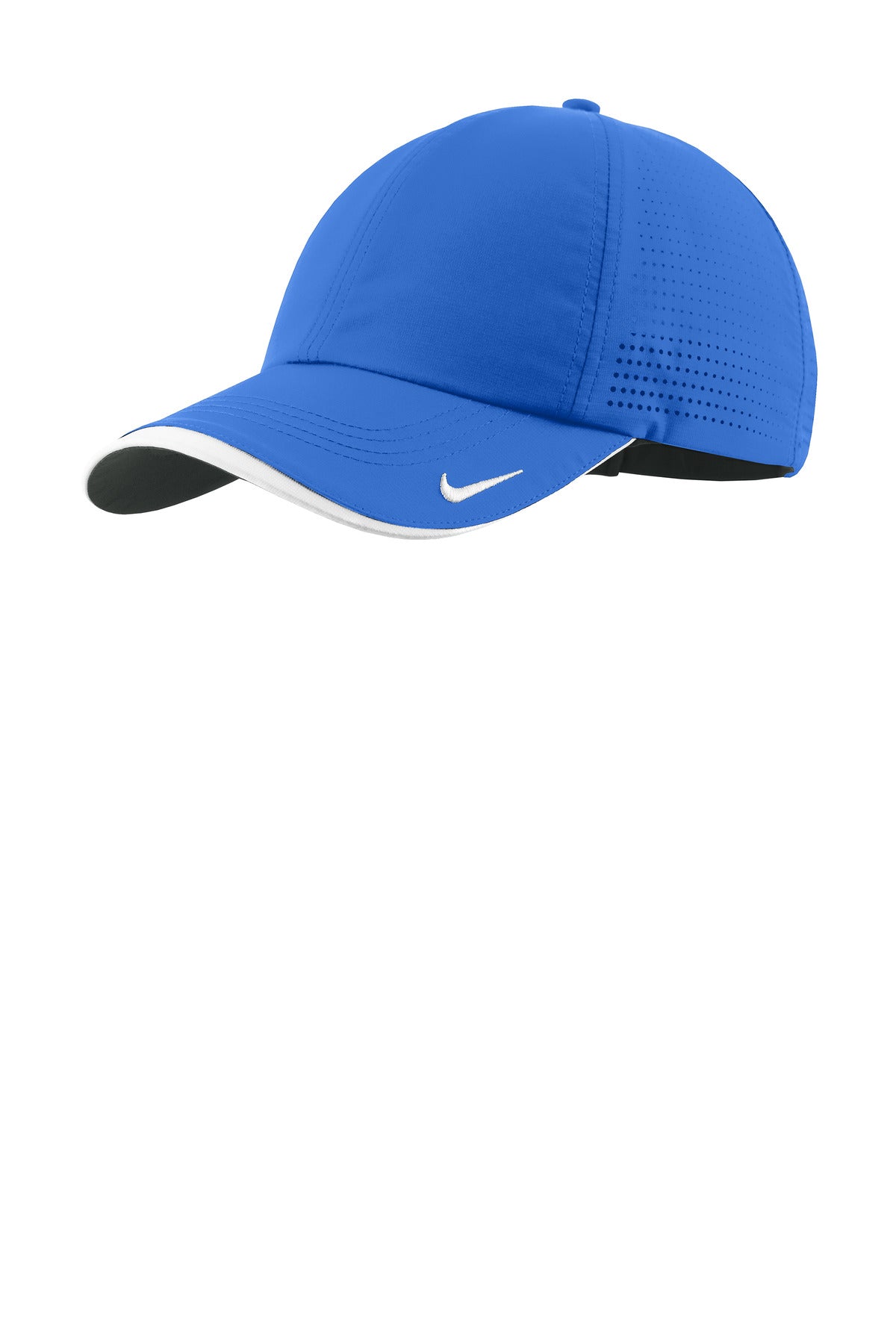 Custom Game Royal/ White Dri-FIT Perforated Performance Cap NKFB6445, personalized by SanCanDo Swag in Argyle, TX