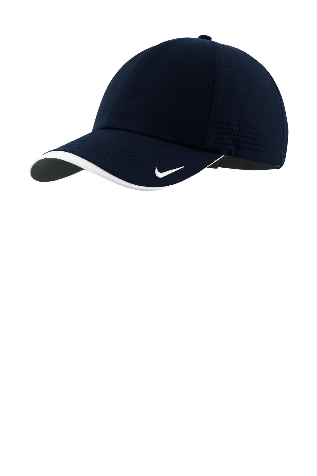 Custom Navy/ White Dri-FIT Perforated Performance Cap NKFB6445, personalized by SanCanDo Swag in Argyle, TX