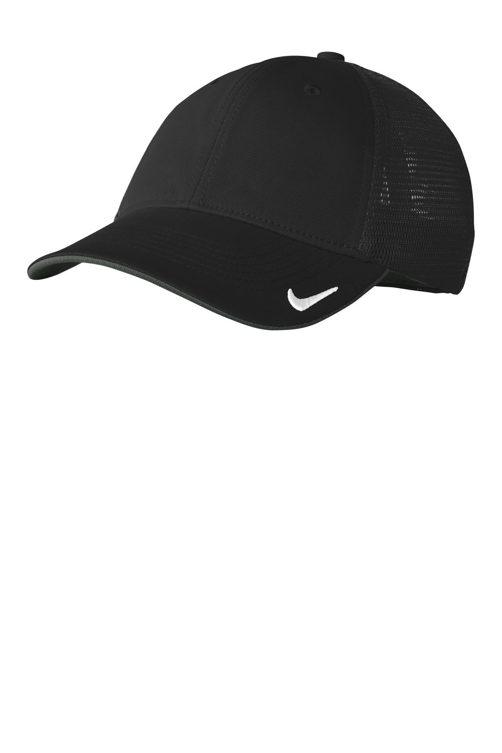 Custom Black/ Black Stretch-to-Fit Mesh Back Cap NKFB6448, personalized by SanCanDo Swag in Argyle, TX
