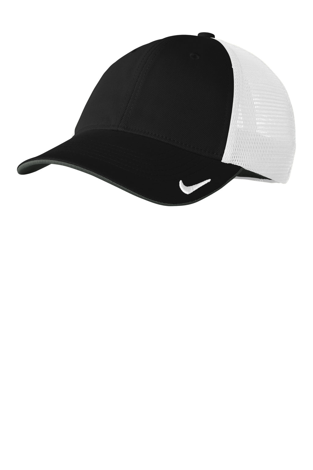 Custom Black/ White Stretch-to-Fit Mesh Back Cap NKFB6448, personalized by SanCanDo Swag in Argyle, TX