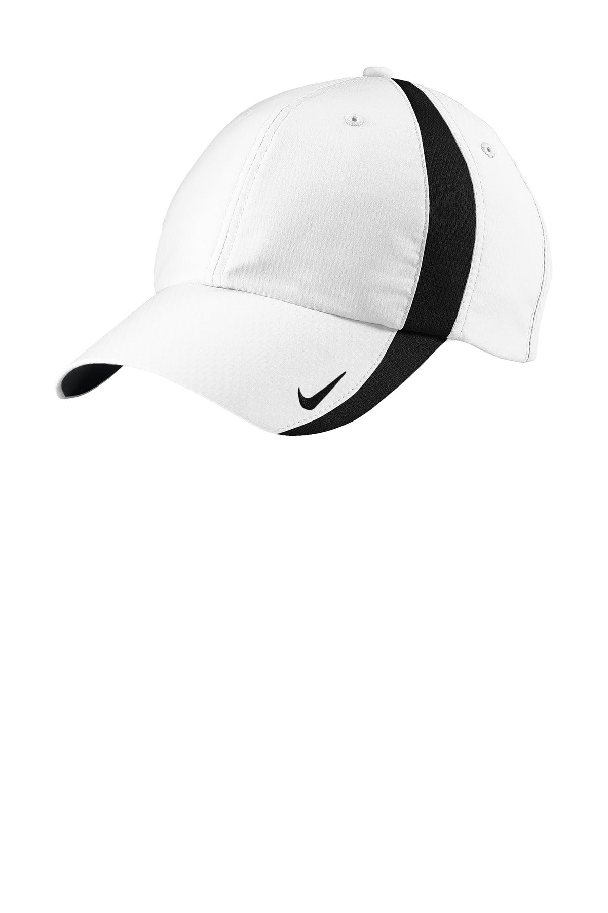 Custom White/ Black Sphere Performance Cap NKFD9709, personalized by SanCanDo Swag in Argyle, TX