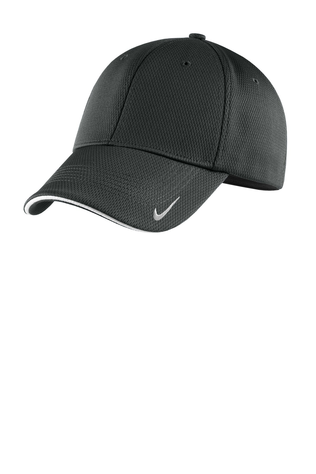 Custom Anthracite/ White Dri-FIT Stretch Mesh Sandwich Bill Cap NKFD9718, personalized by SanCanDo Swag in Argyle, TX