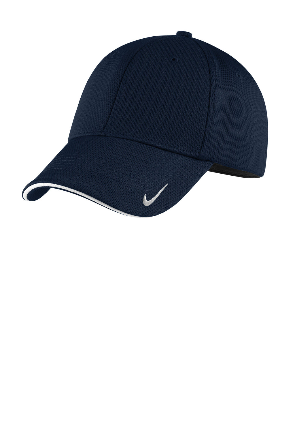Custom Navy/ White Dri-FIT Stretch Mesh Sandwich Bill Cap NKFD9718, personalized by SanCanDo Swag in Argyle, TX