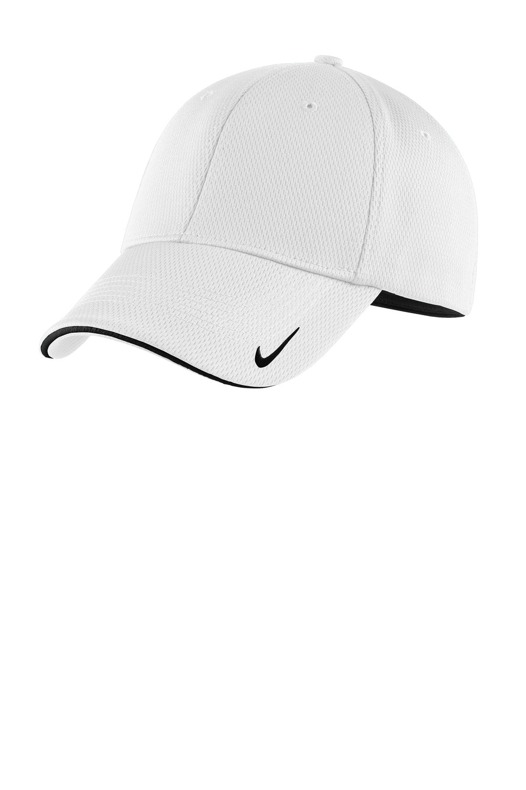 Custom White/ Black Dri-FIT Stretch Mesh Sandwich Bill Cap NKFD9718, personalized by SanCanDo Swag in Argyle, TX