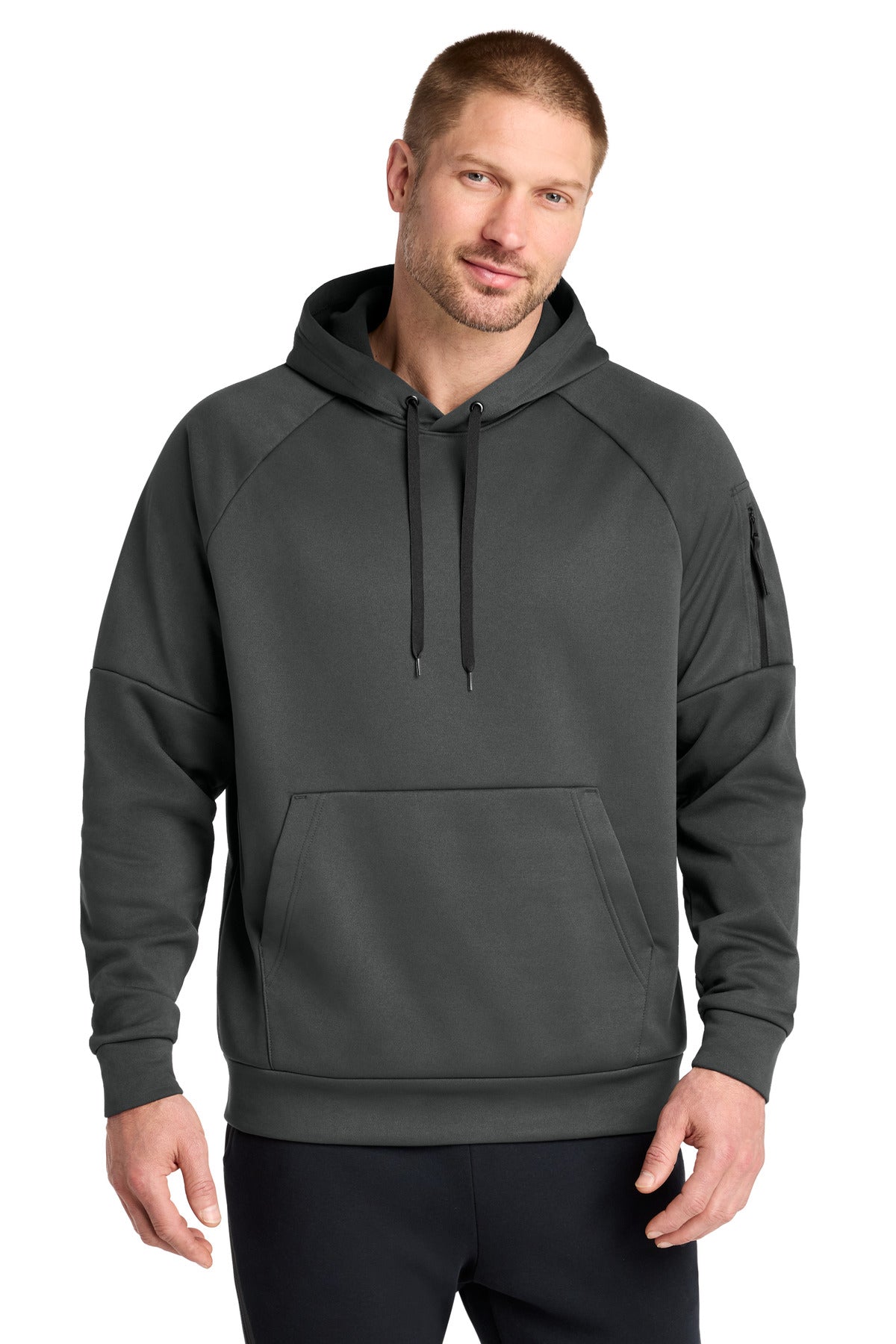 Custom Anthracite Therma-FIT Pocket Pullover Fleece Hoodie NKFD9735, personalized by SanCanDo Swag in Argyle, TX