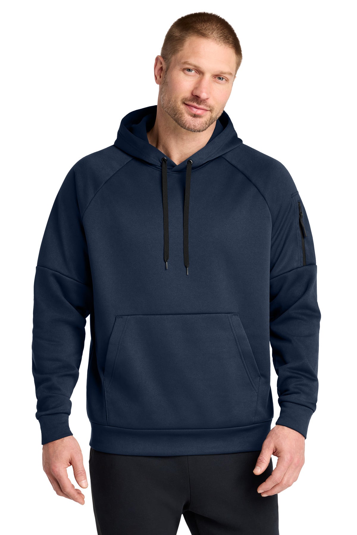 Custom Navy Therma-FIT Pocket Pullover Fleece Hoodie NKFD9735, personalized by SanCanDo Swag in Argyle, TX