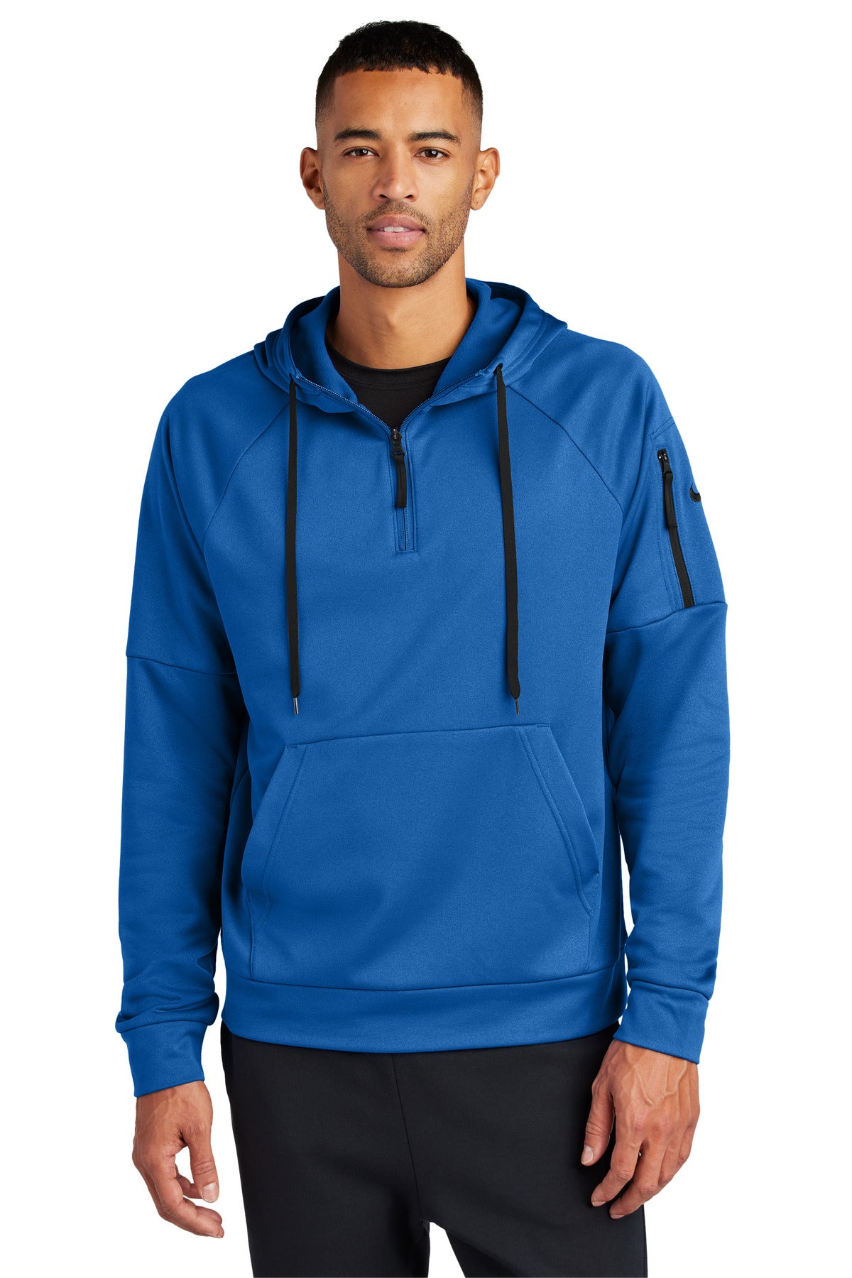 Custom Game Royal Therma-FIT Pocket 1/4-Zip Fleece Hoodie NKFD9742, personalized by SanCanDo Swag in Argyle, TX