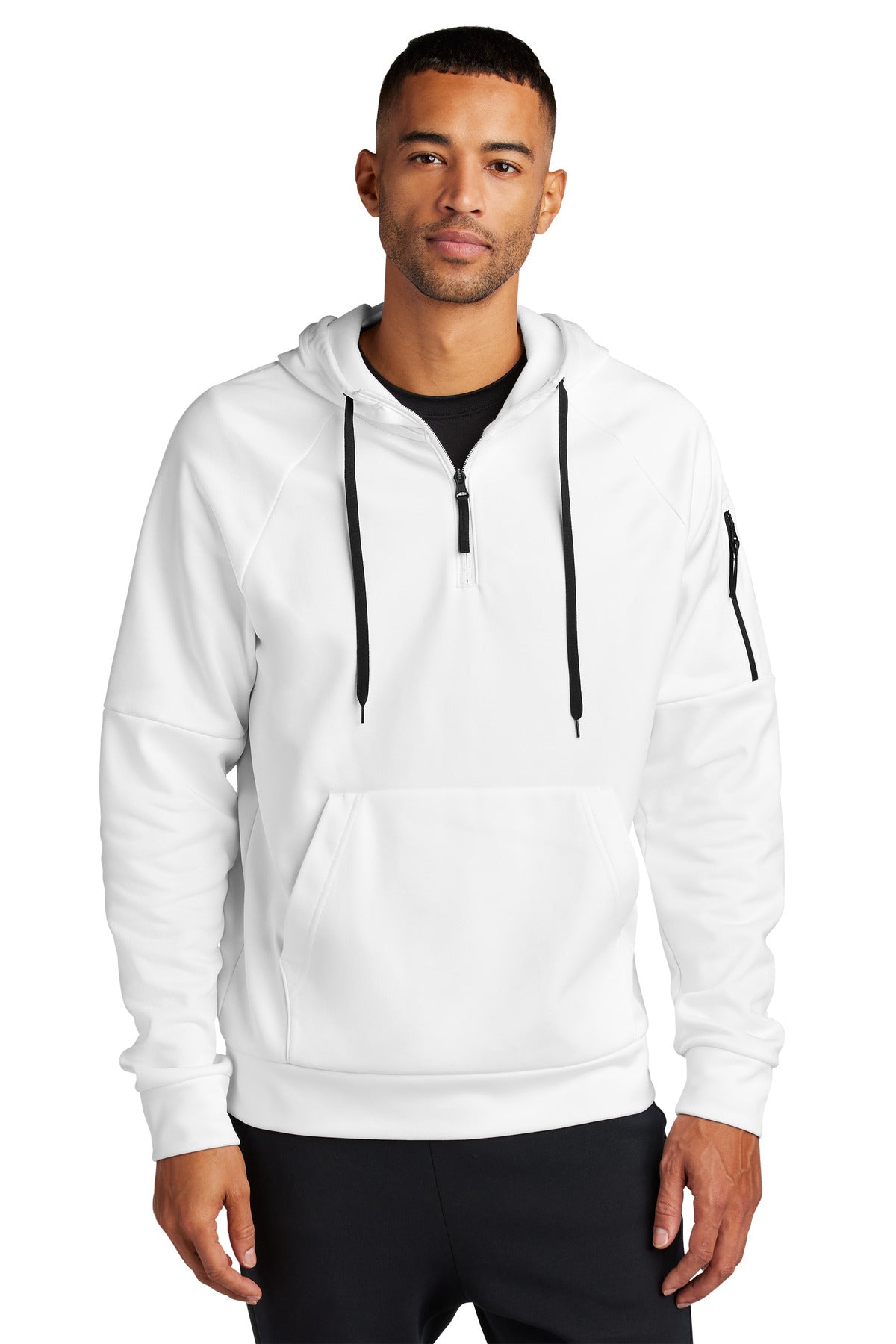 Custom White Therma-FIT Pocket 1/4-Zip Fleece Hoodie NKFD9742, personalized by SanCanDo Swag in Argyle, TX