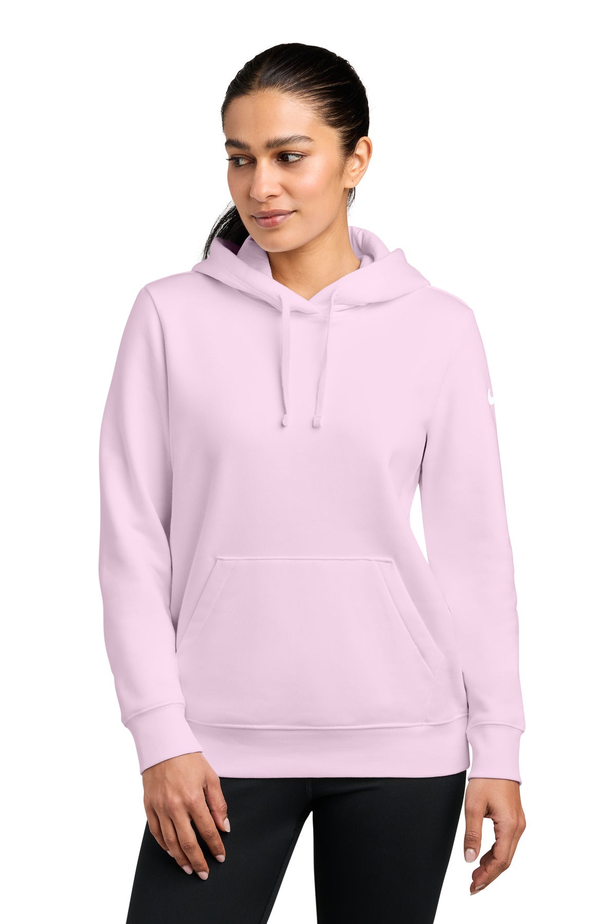Custom Pink Foam Club Fleece Sleeve Swoosh Pullover Hoodie NKFD9889, personalized by SanCanDo Swag in Argyle, TX