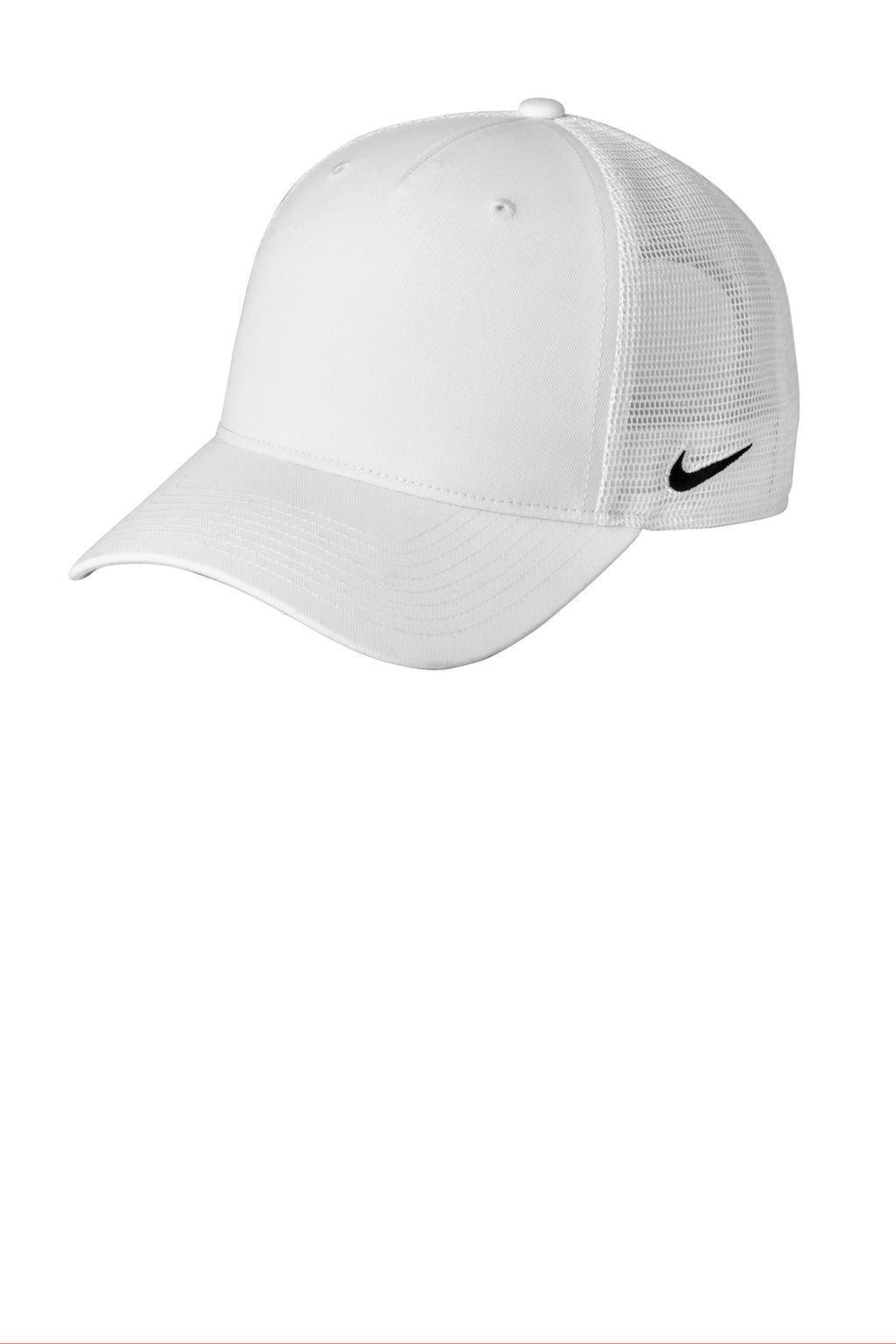 Custom White/ White Snapback Mesh Trucker Cap NKFN9893, personalized by SanCanDo Swag in Argyle, TX