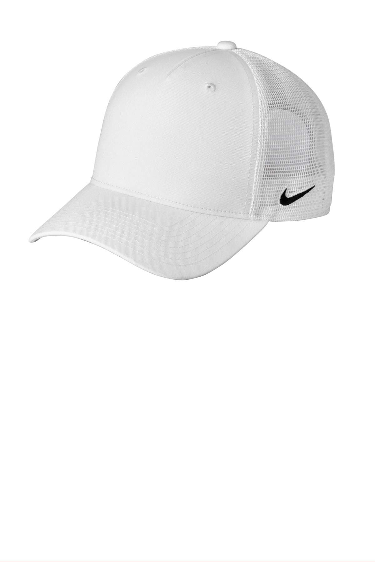 Custom White/ White Snapback Mesh Trucker Cap NKFN9893, personalized by SanCanDo Swag in Argyle, TX