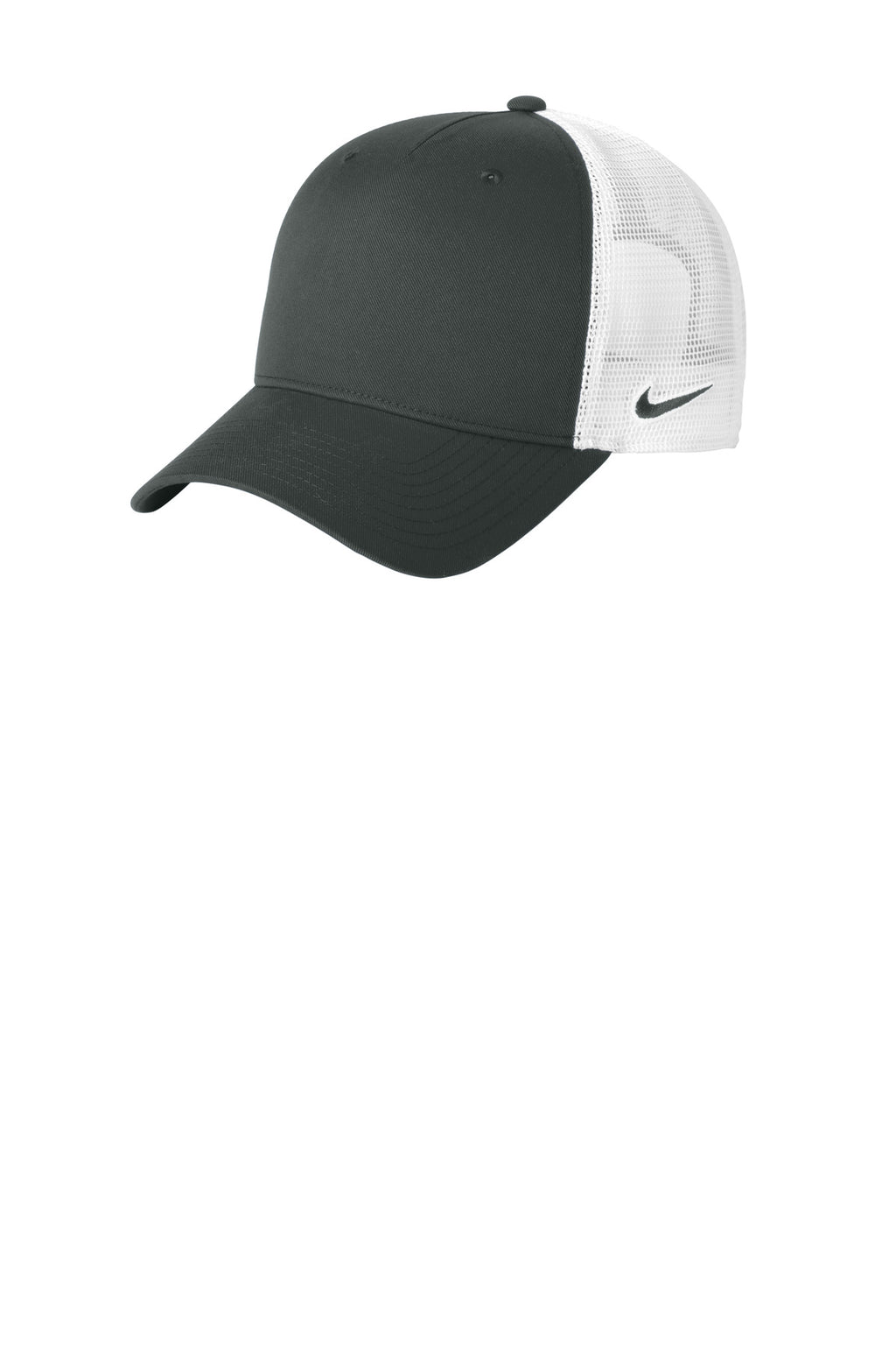 Custom Anthracite/ White Snapback Mesh Trucker Cap NKFN9893, personalized by SanCanDo Swag in Argyle, TX