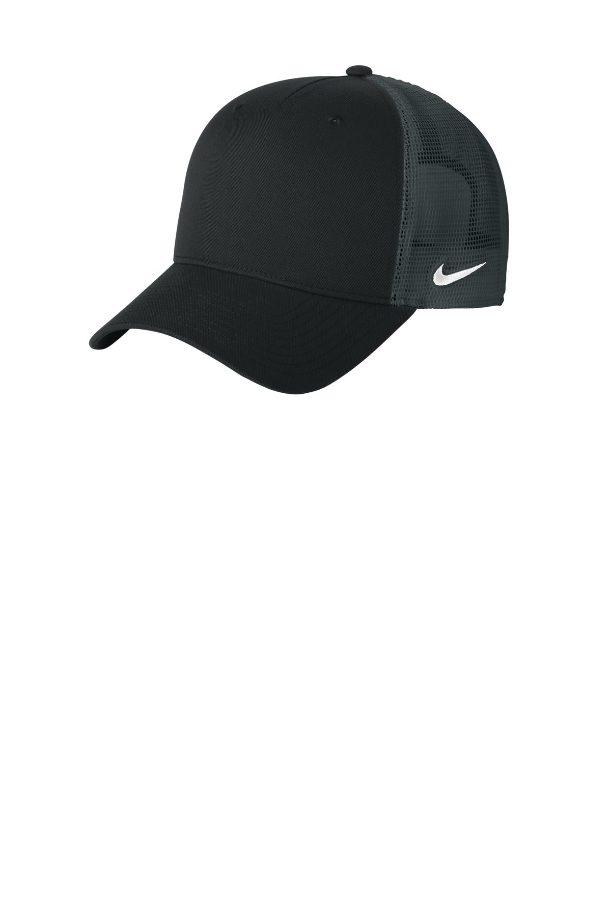 Custom Black/ Dark Grey Snapback Mesh Trucker Cap NKFN9893, personalized by SanCanDo Swag in Argyle, TX