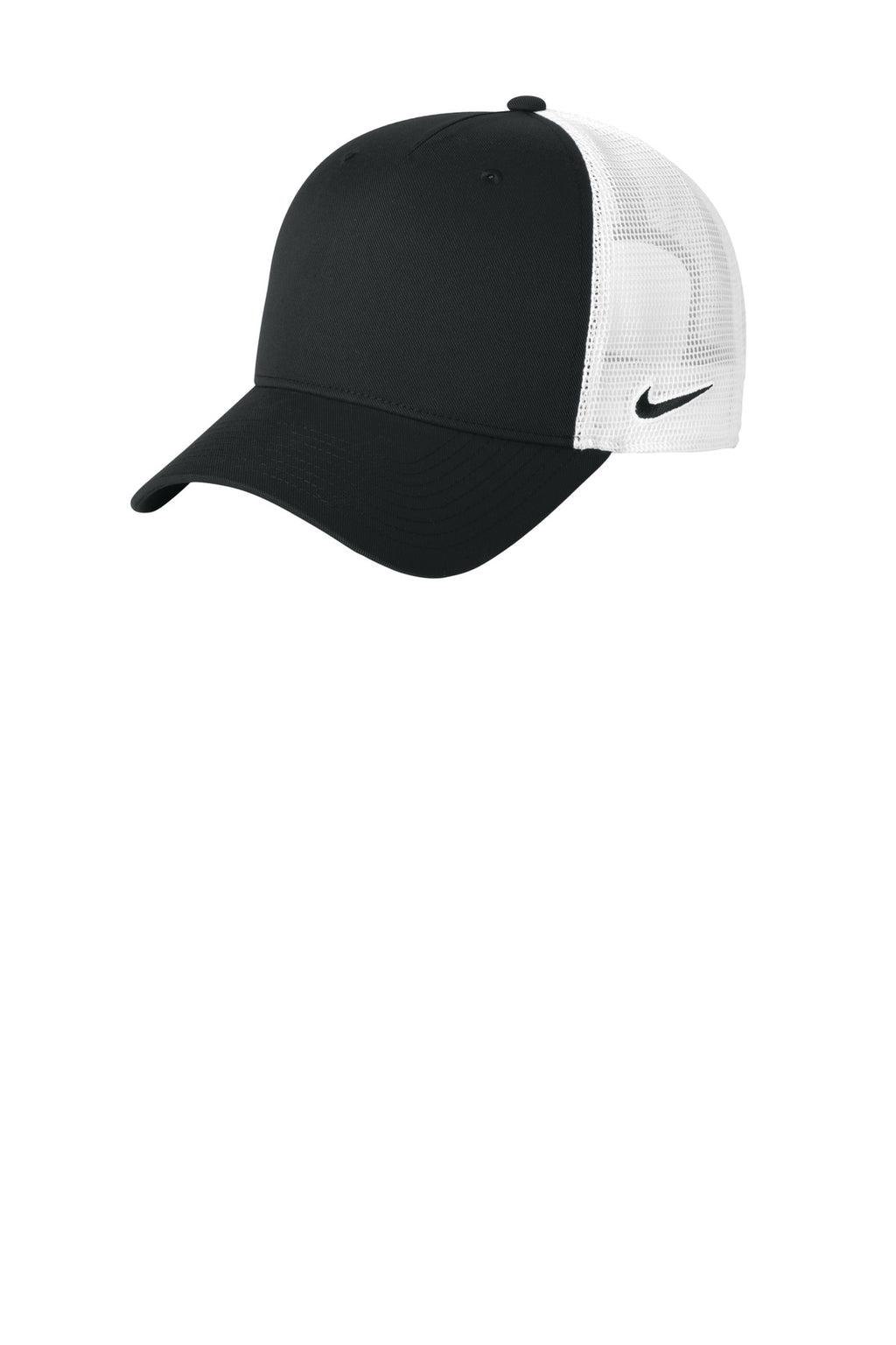Custom Black/ White Snapback Mesh Trucker Cap NKFN9893, personalized by SanCanDo Swag in Argyle, TX