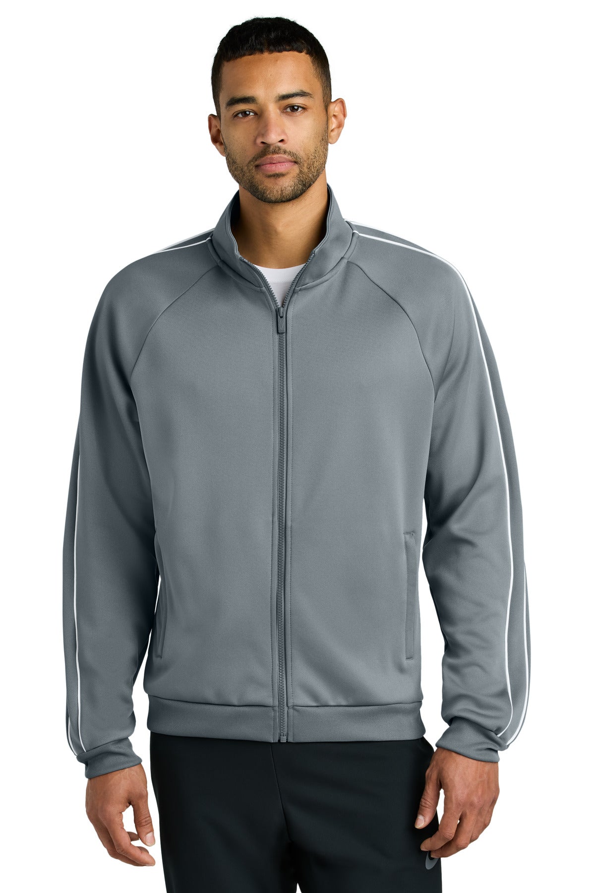 Custom Cool Grey Track Jacket NKFQ4758, personalized by SanCanDo Swag in Argyle, TX