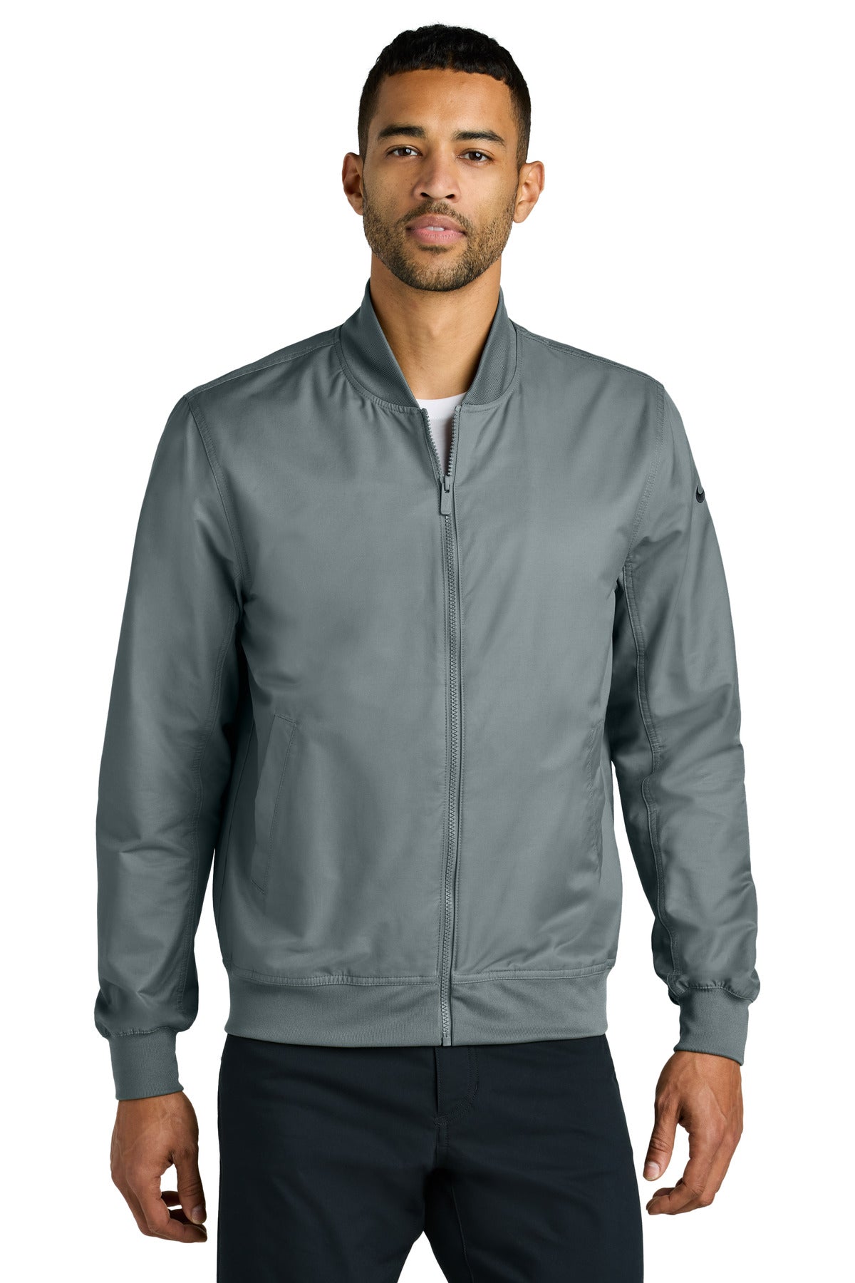 Custom Cool Grey Bomber Jacket NKFQ4759, personalized by SanCanDo Swag in Argyle, TX