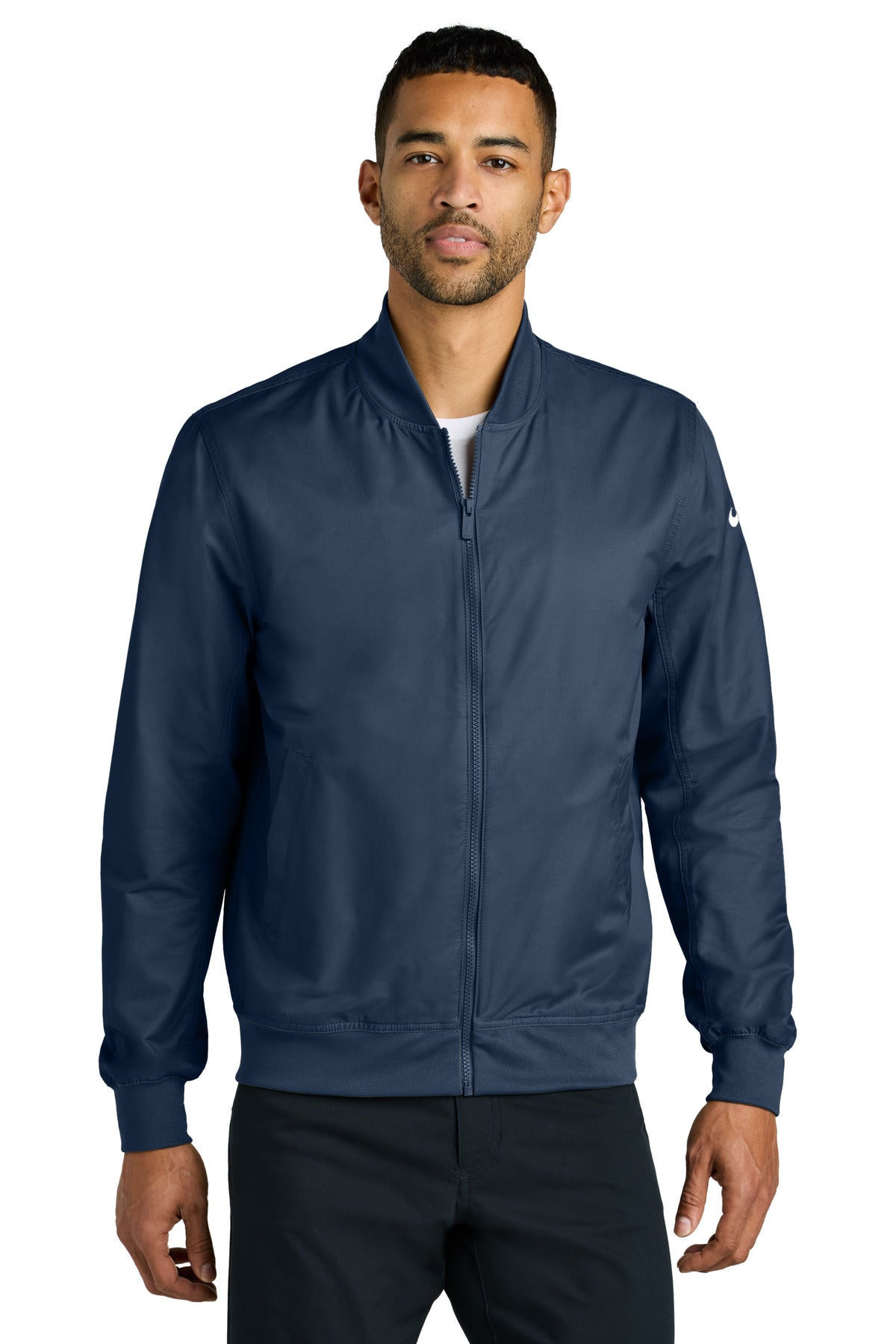 Custom Midnight Navy Bomber Jacket NKFQ4759, personalized by SanCanDo Swag in Argyle, TX