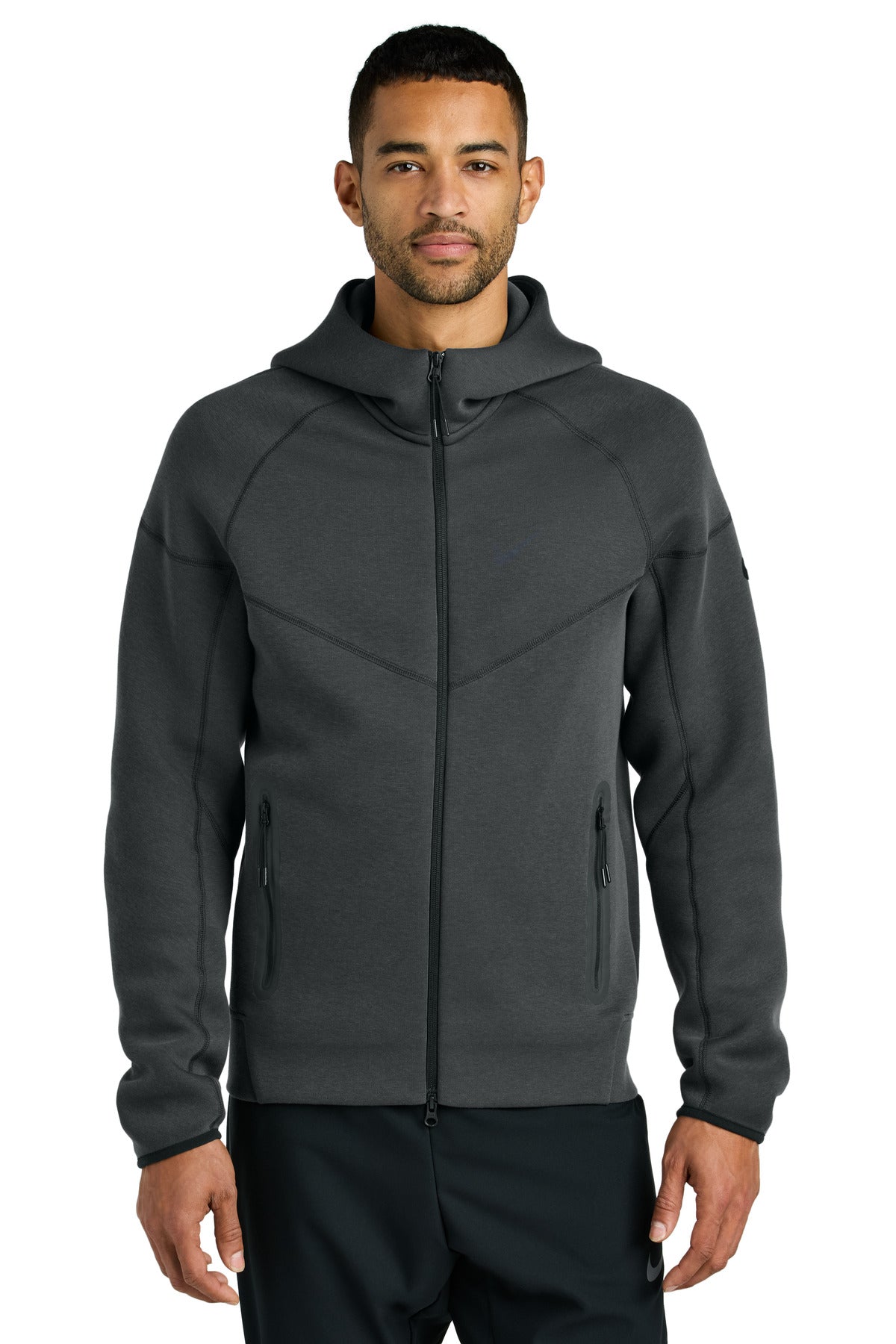 Custom Anthracite Heather Tech Fleece Full-Zip Hoodie NKFQ4762, personalized by SanCanDo Swag in Argyle, TX