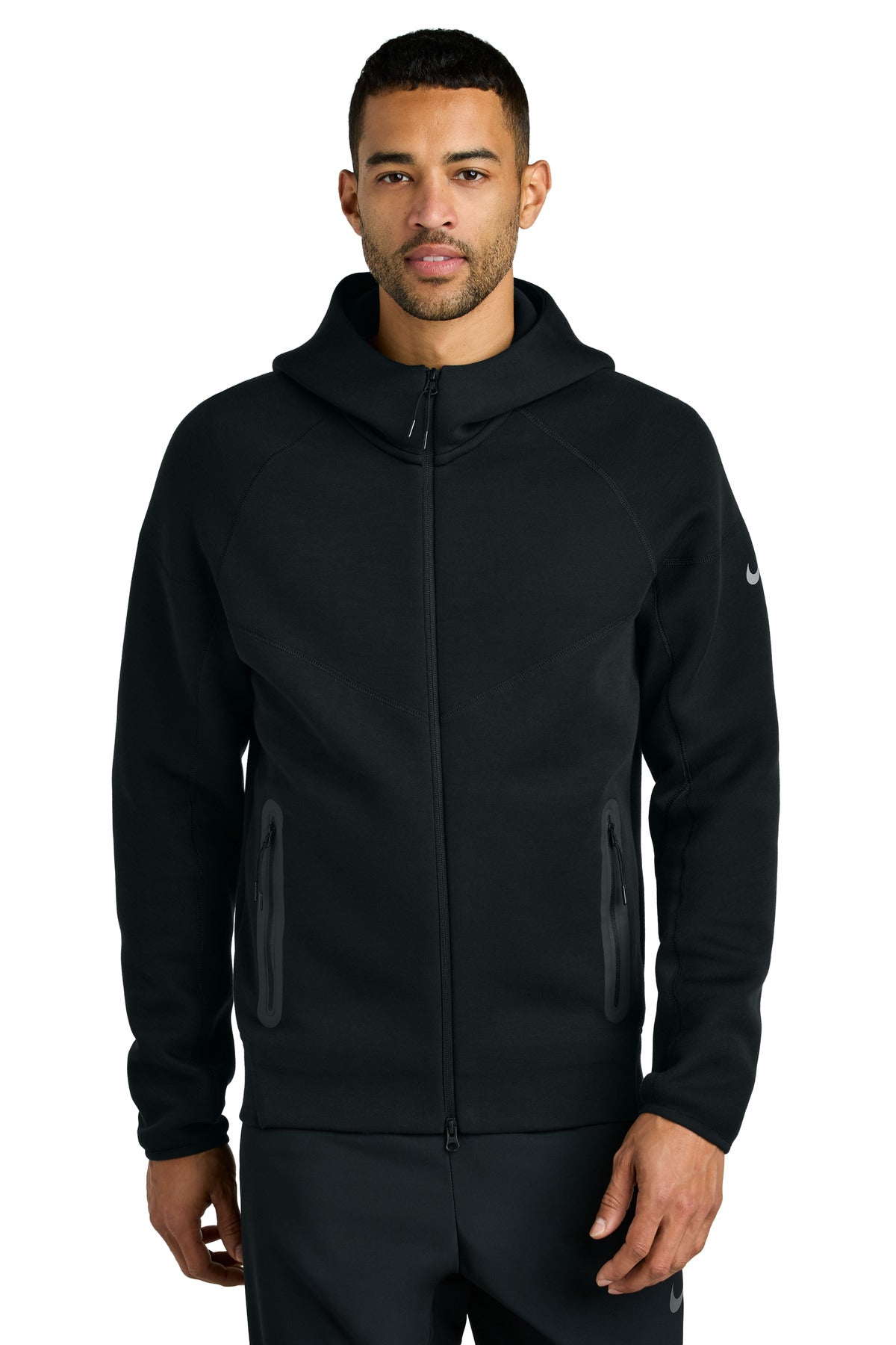 Custom Black Tech Fleece Full-Zip Hoodie NKFQ4762, personalized by SanCanDo Swag in Argyle, TX