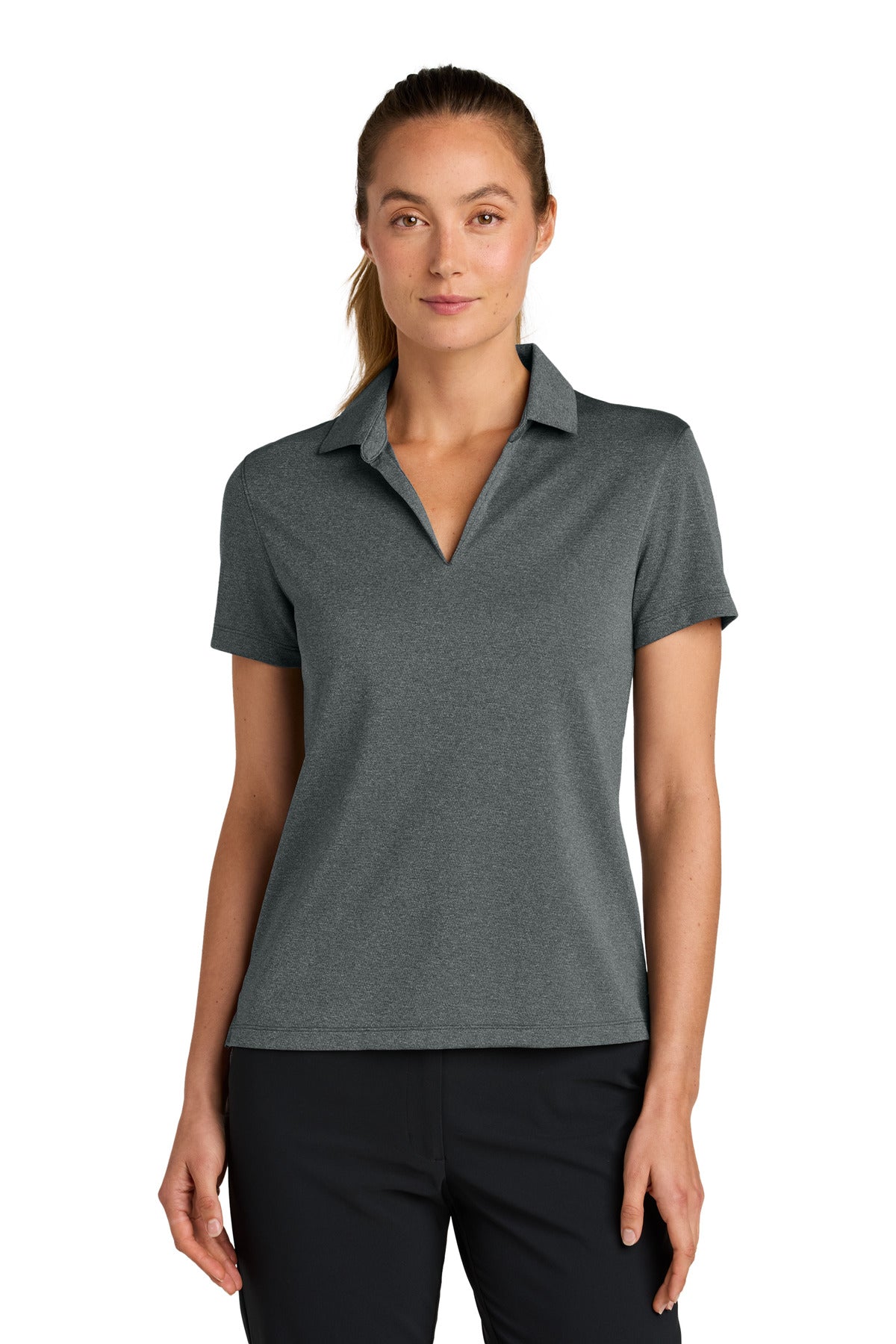 Custom Anthracite Heather Women's Dri-FIT Smooth Heather Polo NKFQ4793, personalized by SanCanDo Swag in Argyle, TX