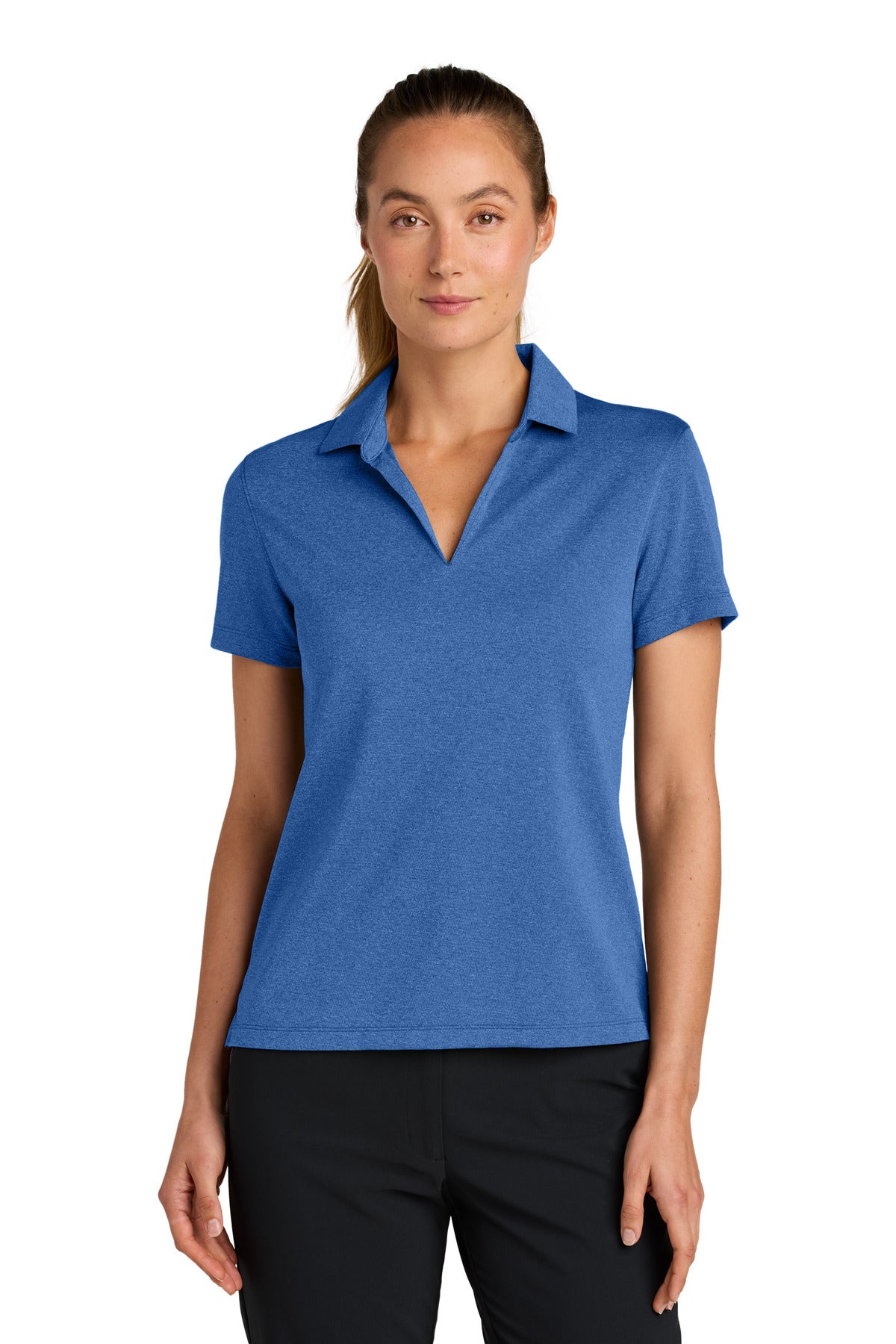 Custom Game Royal Heather Women's Dri-FIT Smooth Heather Polo NKFQ4793, personalized by SanCanDo Swag in Argyle, TX
