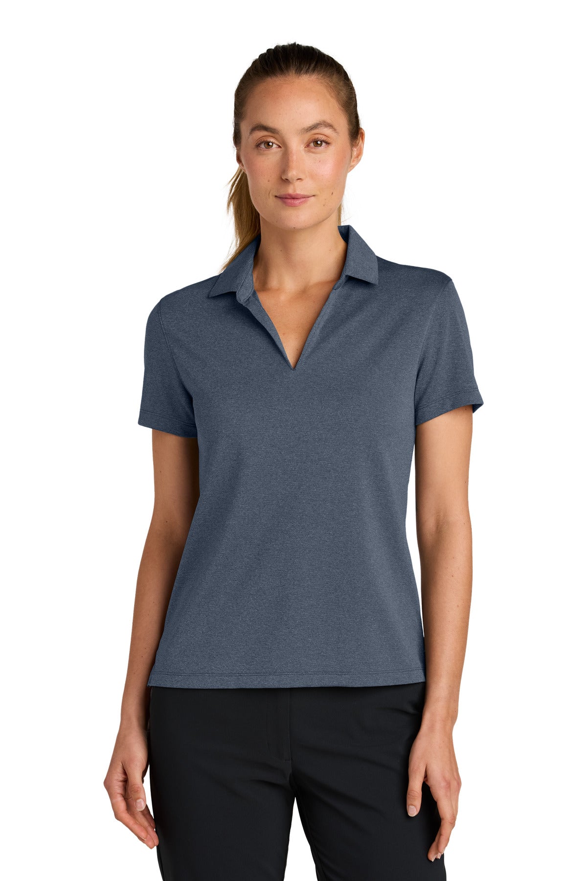 Custom Navy Heather Women's Dri-FIT Smooth Heather Polo NKFQ4793, personalized by SanCanDo Swag in Argyle, TX