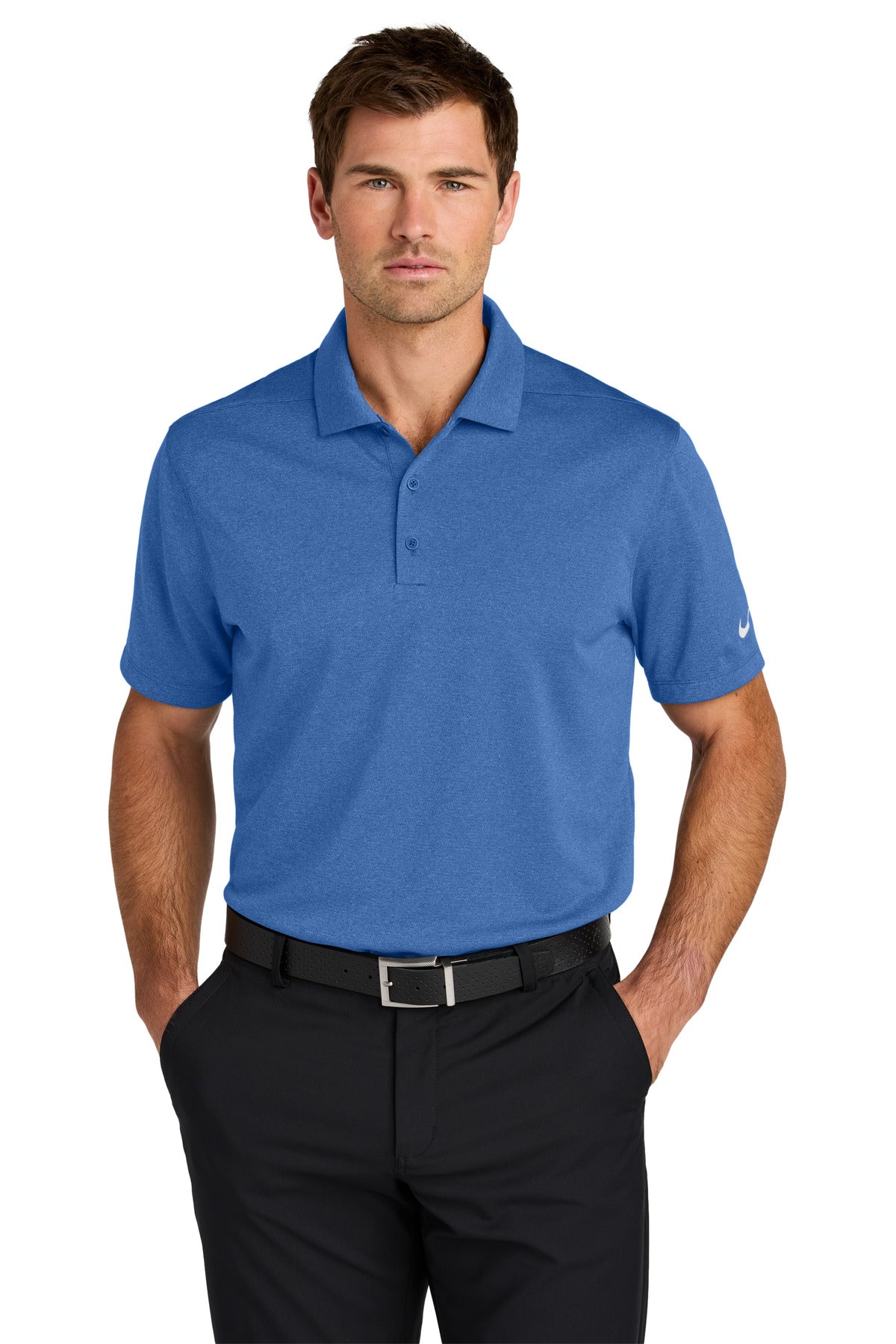 Custom Game Royal Heather Dri-FIT Smooth Heather Polo NKFQ4794, personalized by SanCanDo Swag in Argyle, TX