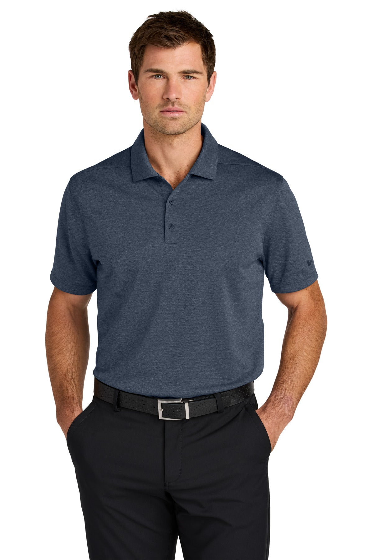 Custom Navy Heather Dri-FIT Smooth Heather Polo NKFQ4794, personalized by SanCanDo Swag in Argyle, TX