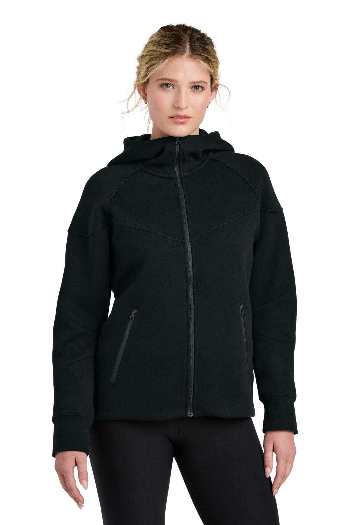 Custom Black Women's Tech Fleece Full-Zip Hoodie NKFQ4798, personalized by SanCanDo Swag in Argyle, TX