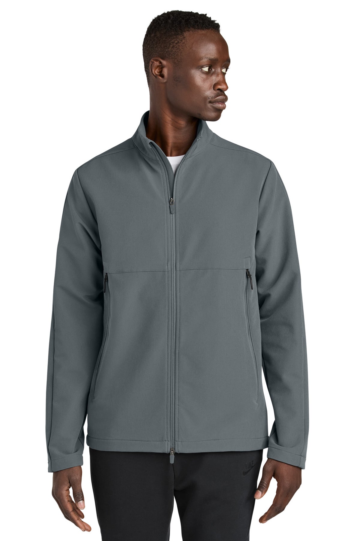 Custom Dark Grey Full-Zip Soft Shell Jacket NKHM7926, personalized by SanCanDo Swag in Argyle, TX