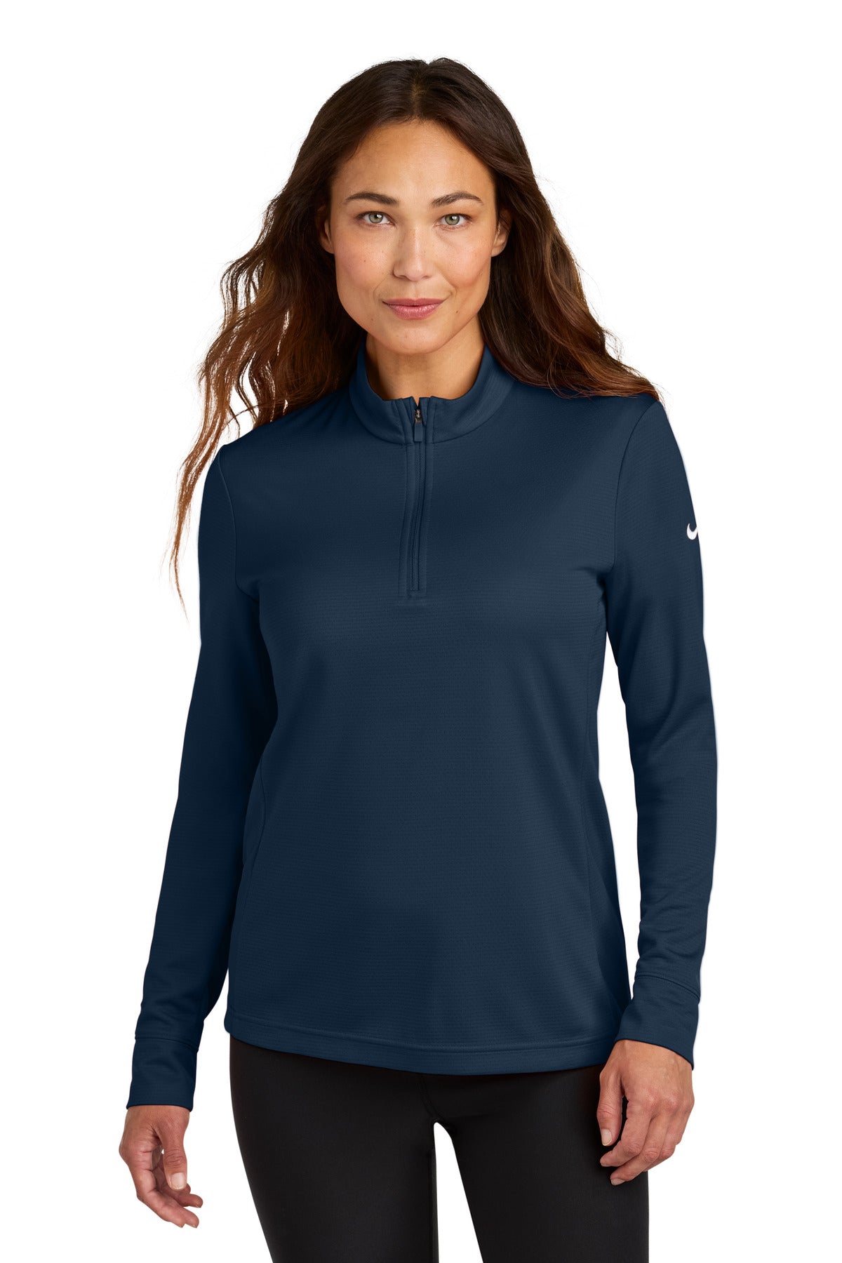 Custom Navy Women's Essential 1/2-Zip Cover-Up NKHM7969, personalized by SanCanDo Swag in Argyle, TX