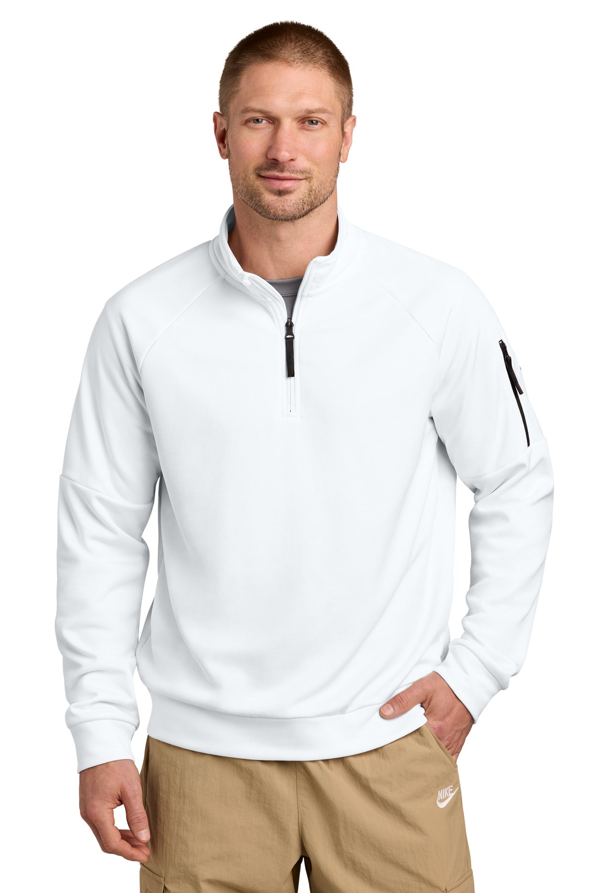 Custom White Therma-FIT Pocket 1/4-Zip NKIO8125, personalized by SanCanDo Swag in Argyle, TX