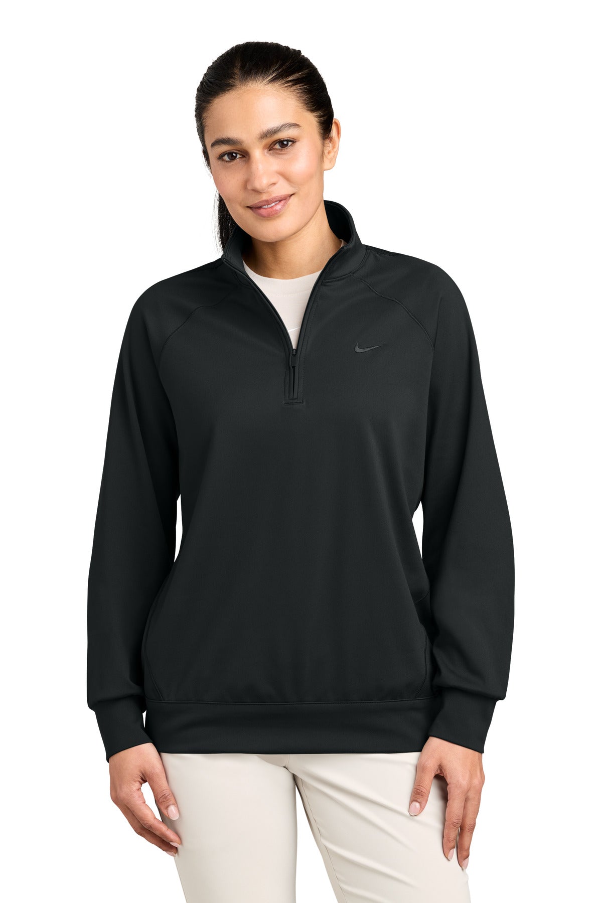 Custom Black Women's Dri-FIT Primary 1/4-Zip NKIO8129, personalized by SanCanDo Swag in Argyle, TX