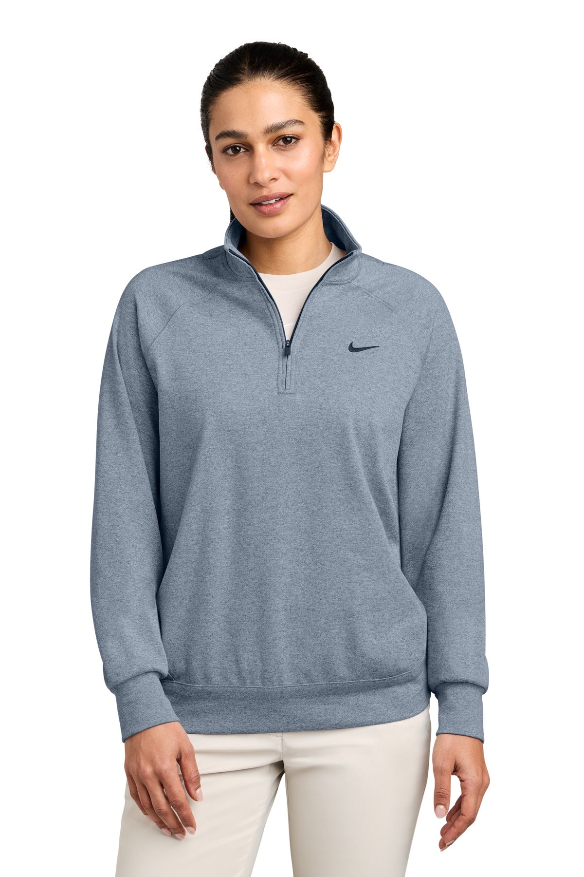 Custom Navy Heather Women's Dri-FIT Primary 1/4-Zip NKIO8129, personalized by SanCanDo Swag in Argyle, TX