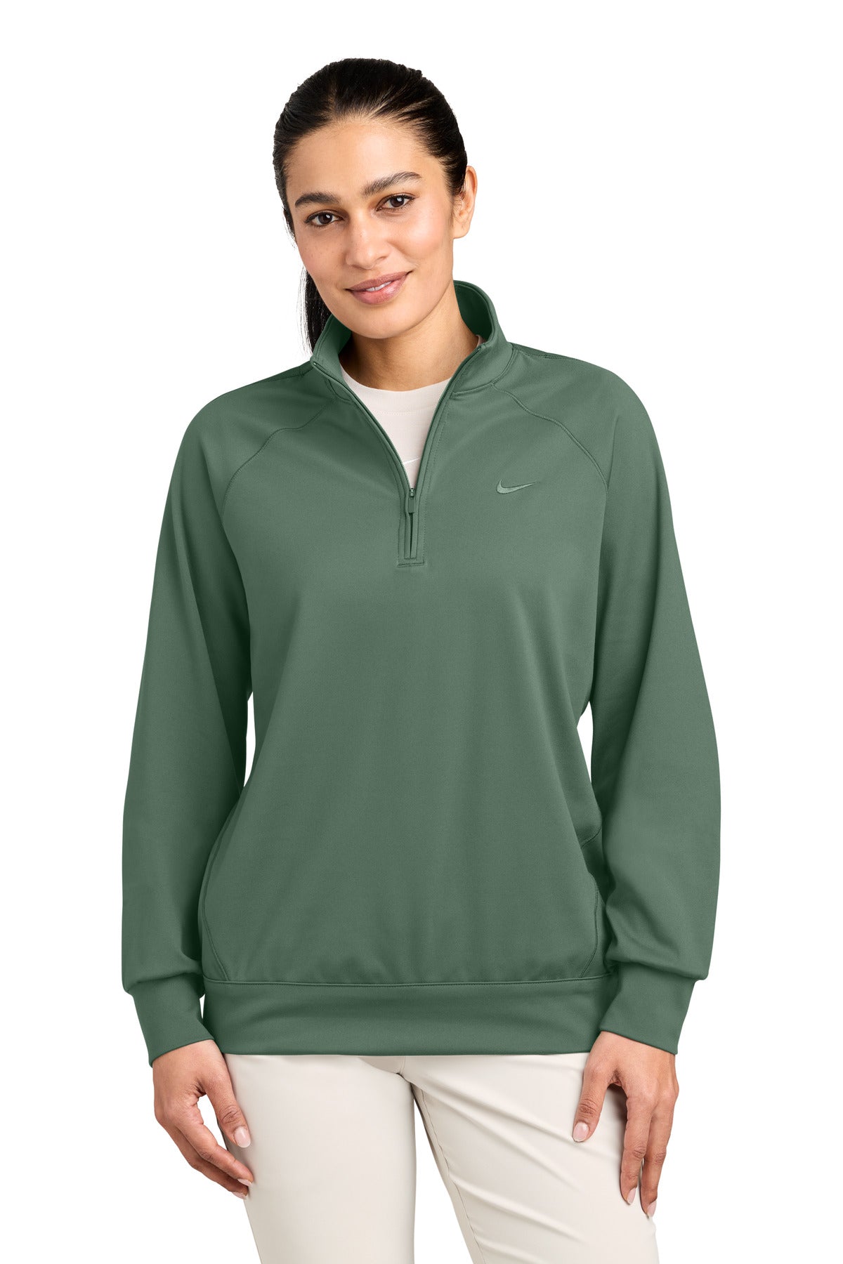 Custom Vintage Green Women's Dri-FIT Primary 1/4-Zip NKIO8129, personalized by SanCanDo Swag in Argyle, TX