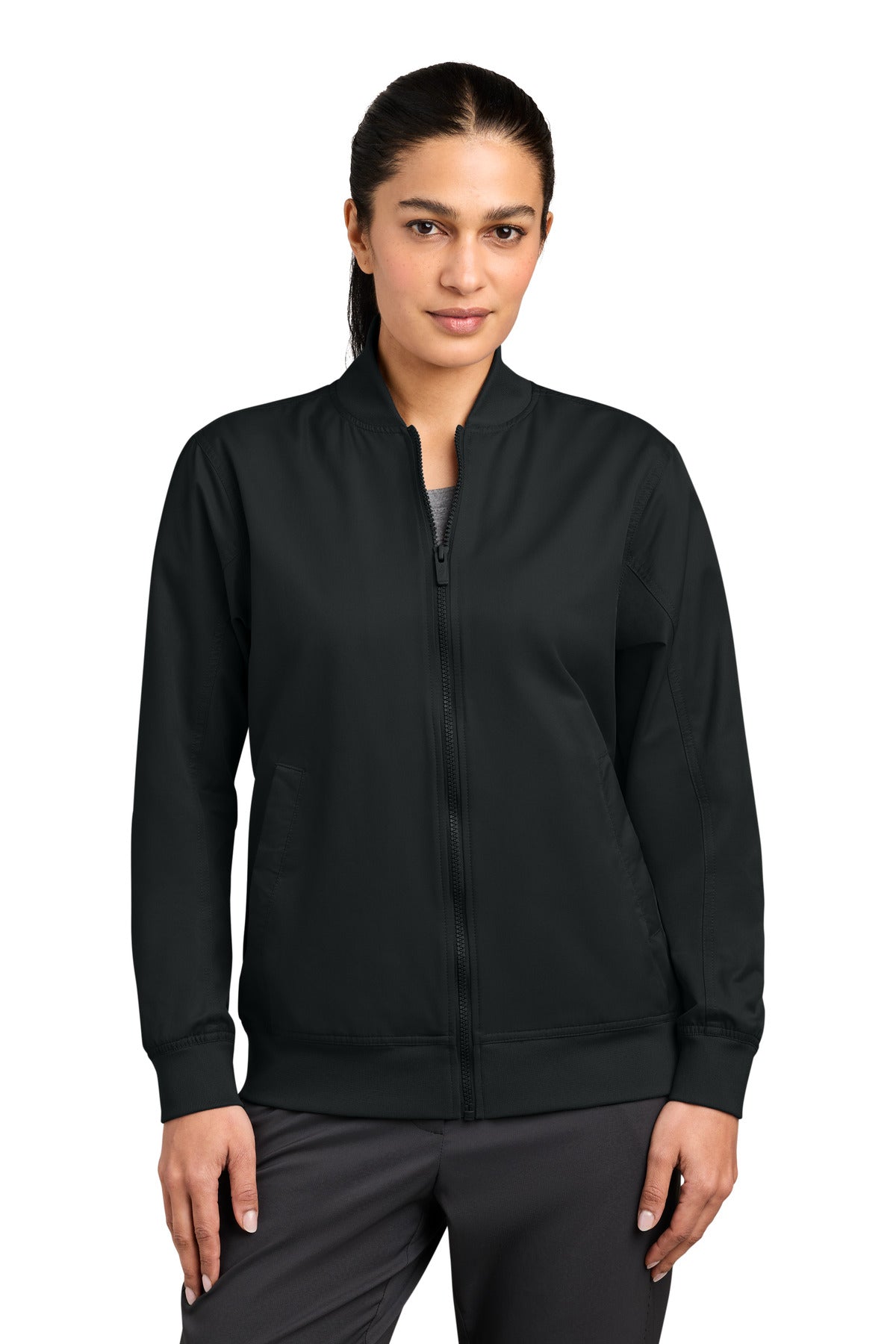 Custom Black Women's Bomber Jacket NKIO8132, personalized by SanCanDo Swag in Argyle, TX