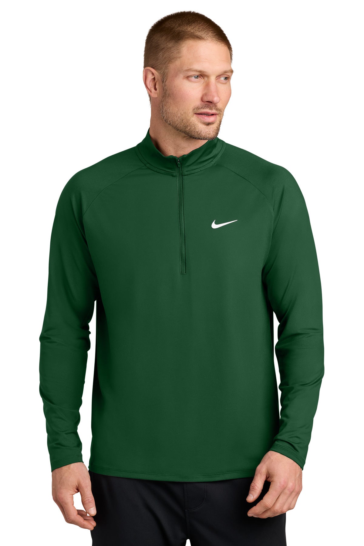 Custom Dark Green Dri-FIT Stride 1/2-Zip NKIO8137, personalized by SanCanDo Swag in Argyle, TX