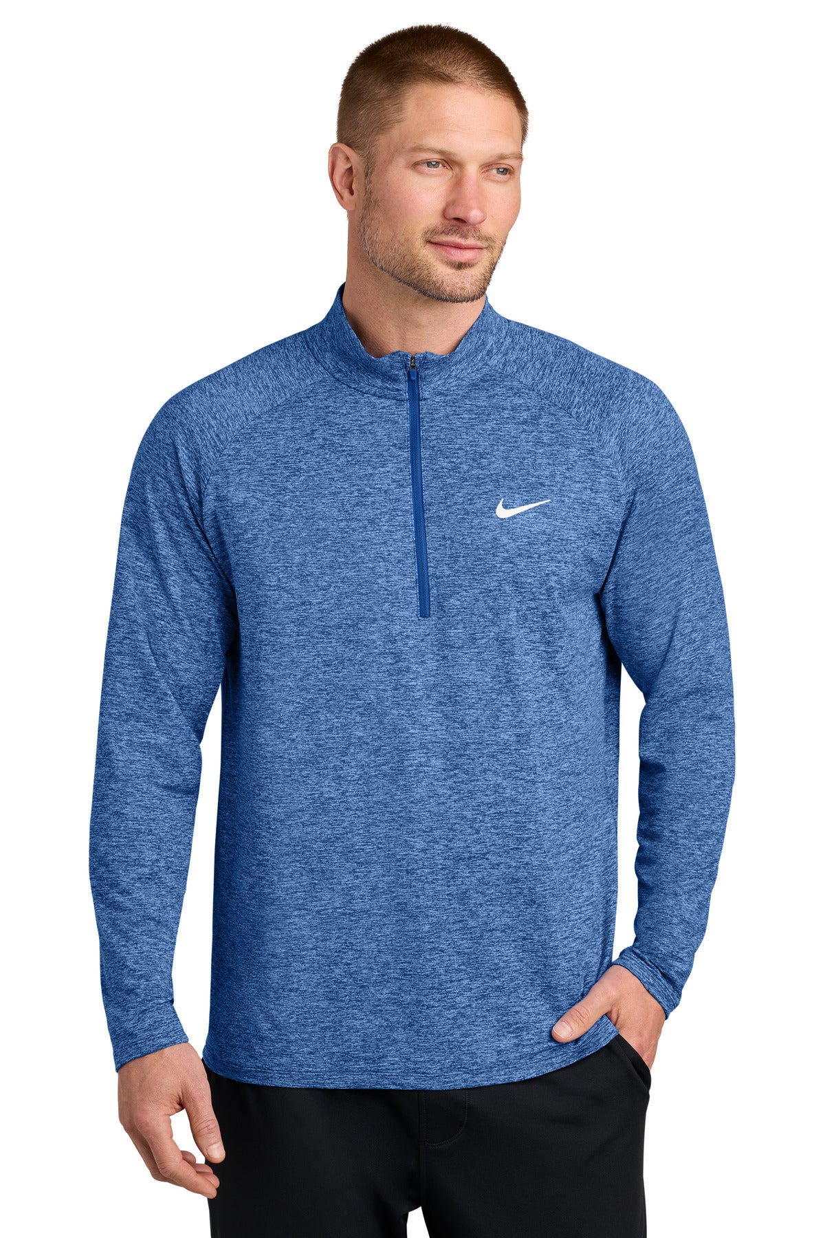 Custom Royal Heather Dri-FIT Stride 1/2-Zip NKIO8137, personalized by SanCanDo Swag in Argyle, TX