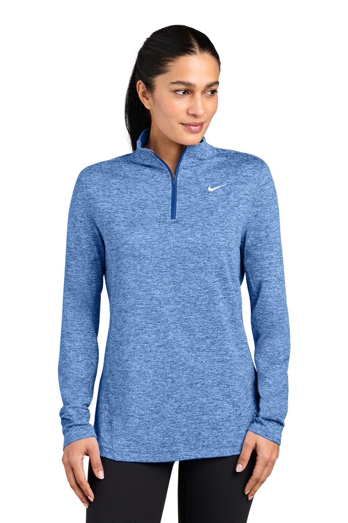 Custom Royal Heather Women's Dri-FIT Stride 1/2-Zip NKIO8141, personalized by SanCanDo Swag in Argyle, TX