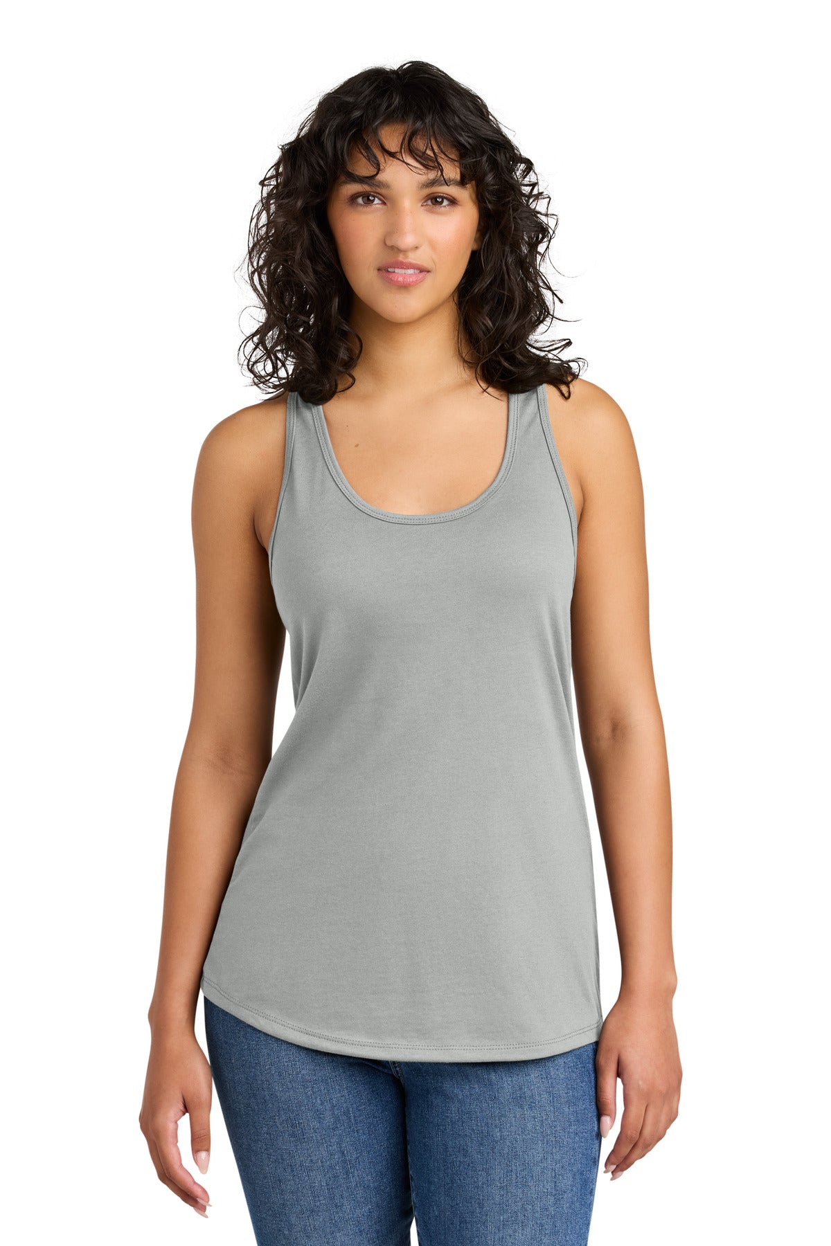 Custom Silver Women's Ideal Racerback Tank NL1533, personalized by SanCanDo Swag in Argyle, TX