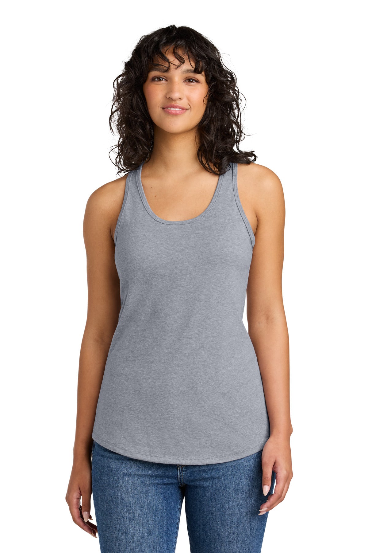 Custom Heather Gray Women's Ideal Racerback Tank NL1533, personalized by SanCanDo Swag in Argyle, TX