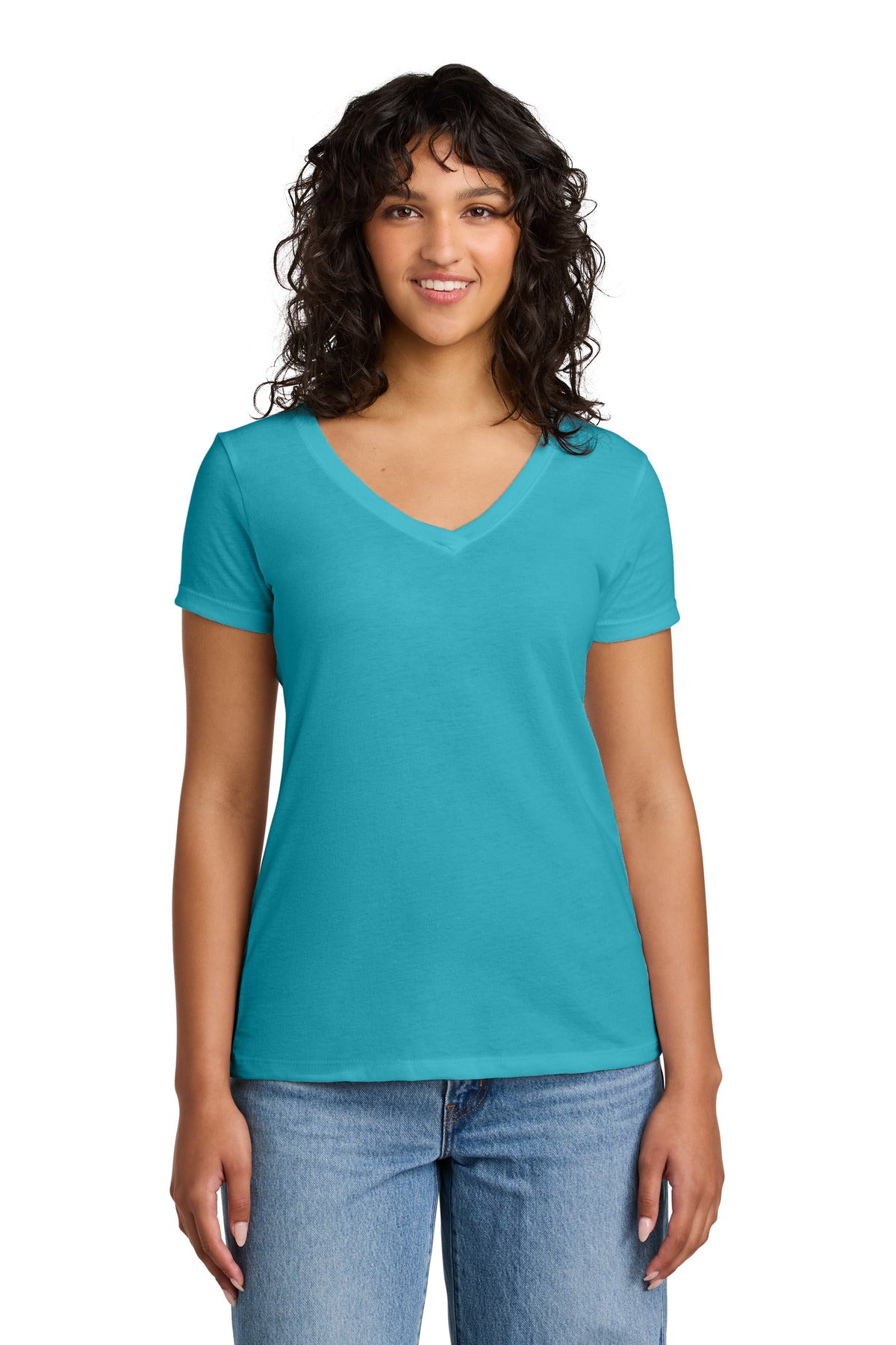 Custom Tahiti Blue Women's Ideal V-Neck Tee NL1540, personalized by SanCanDo Swag in Argyle, TX