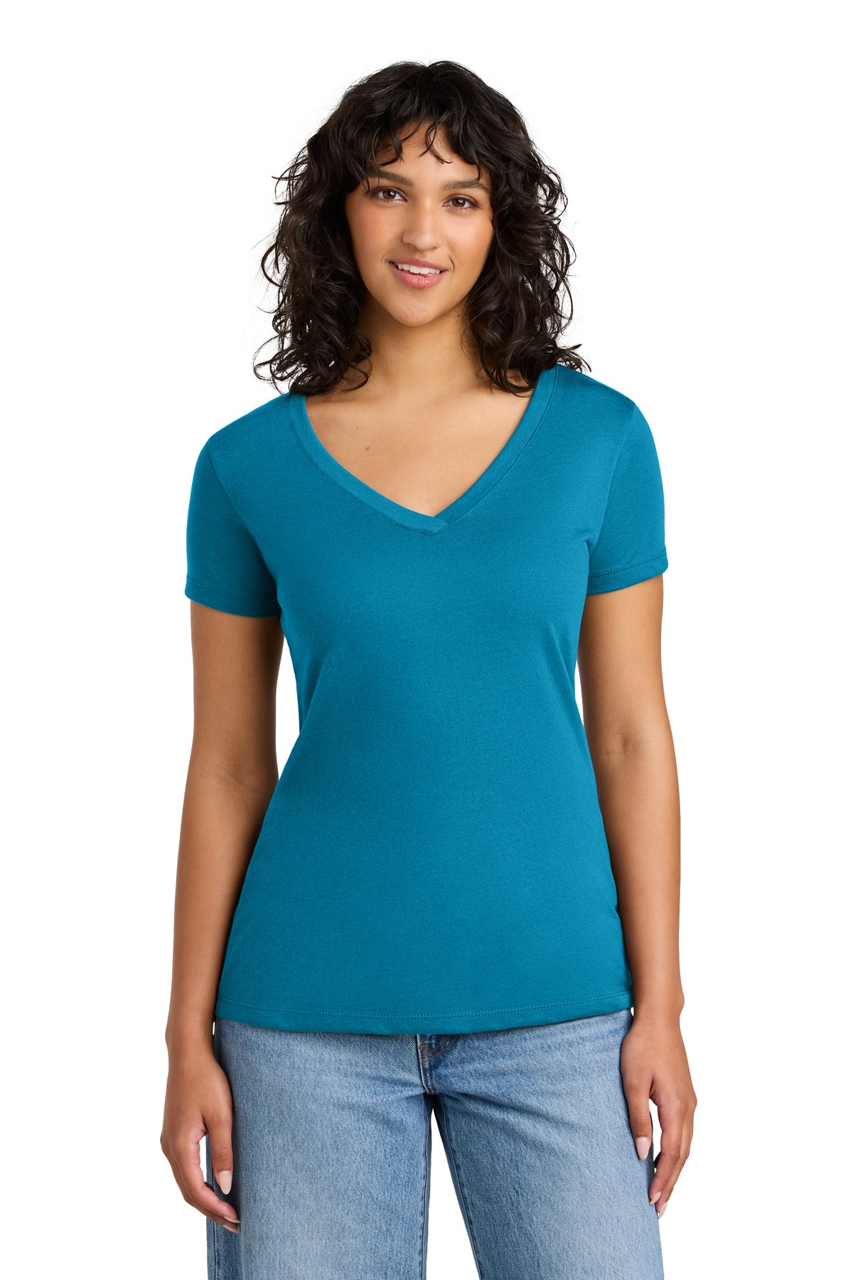 Custom Turquoise Women's Ideal V-Neck Tee NL1540, personalized by SanCanDo Swag in Argyle, TX