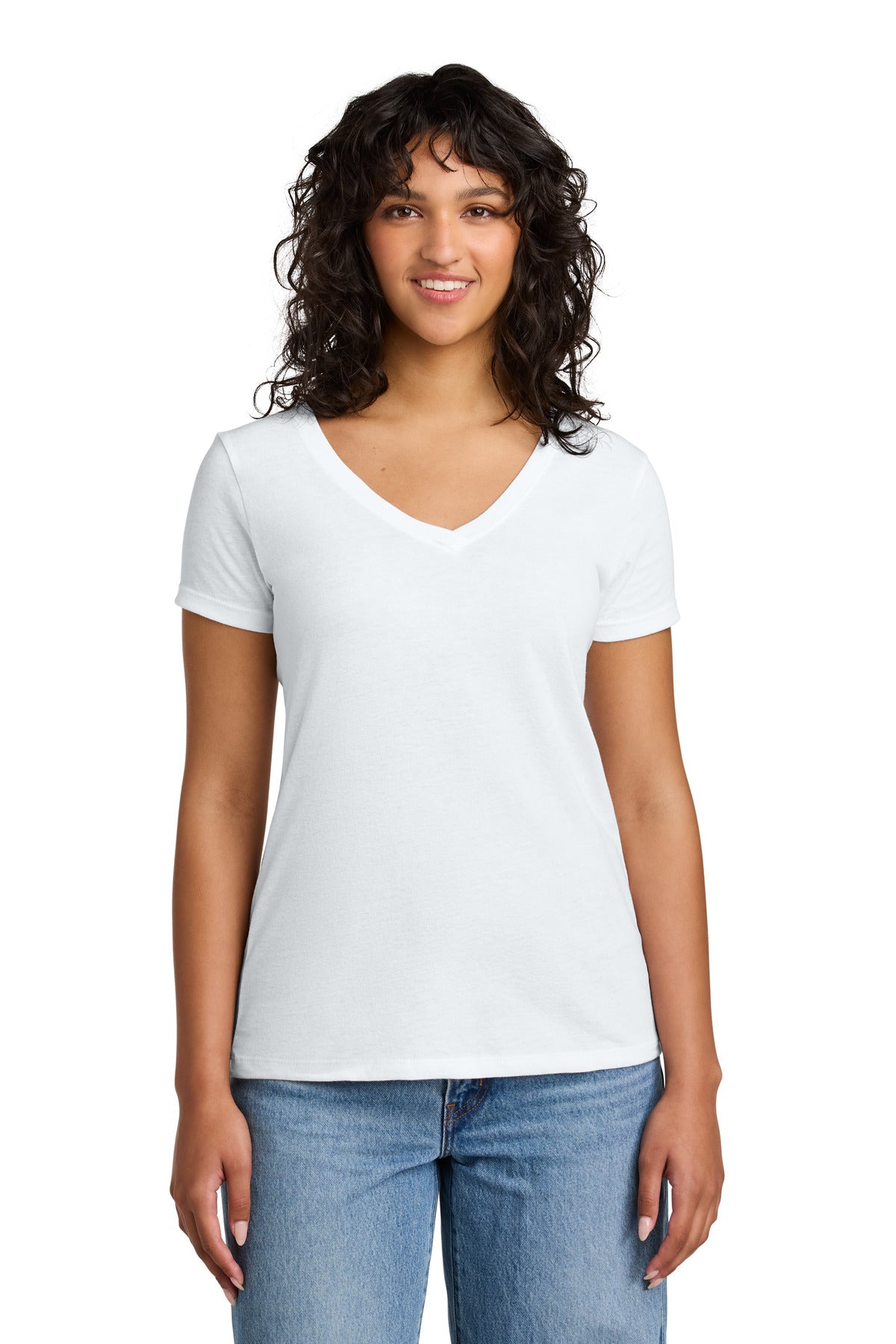 Custom White Women's Ideal V-Neck Tee NL1540, personalized by SanCanDo Swag in Argyle, TX
