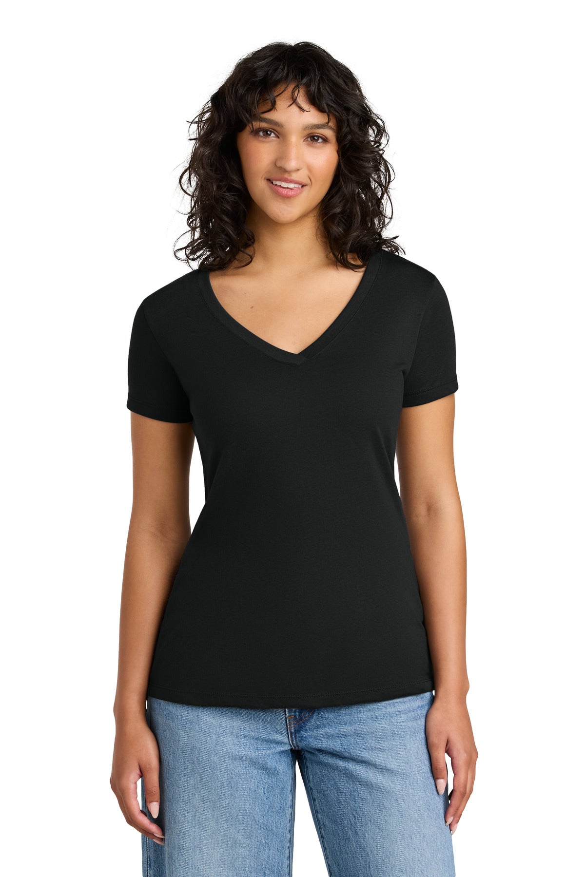 Custom Black Women's Ideal V-Neck Tee NL1540, personalized by SanCanDo Swag in Argyle, TX