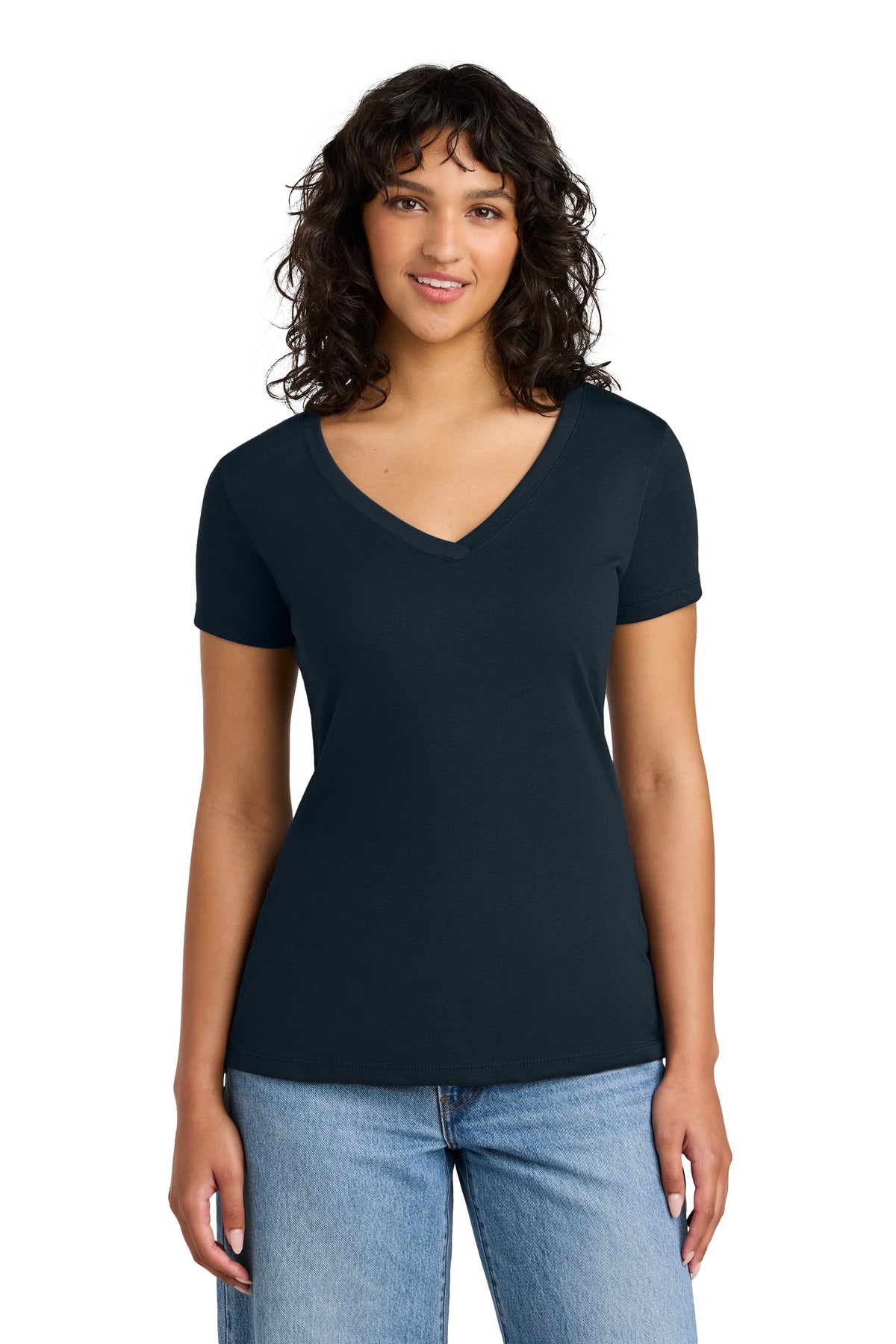 Custom Midnight Navy Women's Ideal V-Neck Tee NL1540, personalized by SanCanDo Swag in Argyle, TX