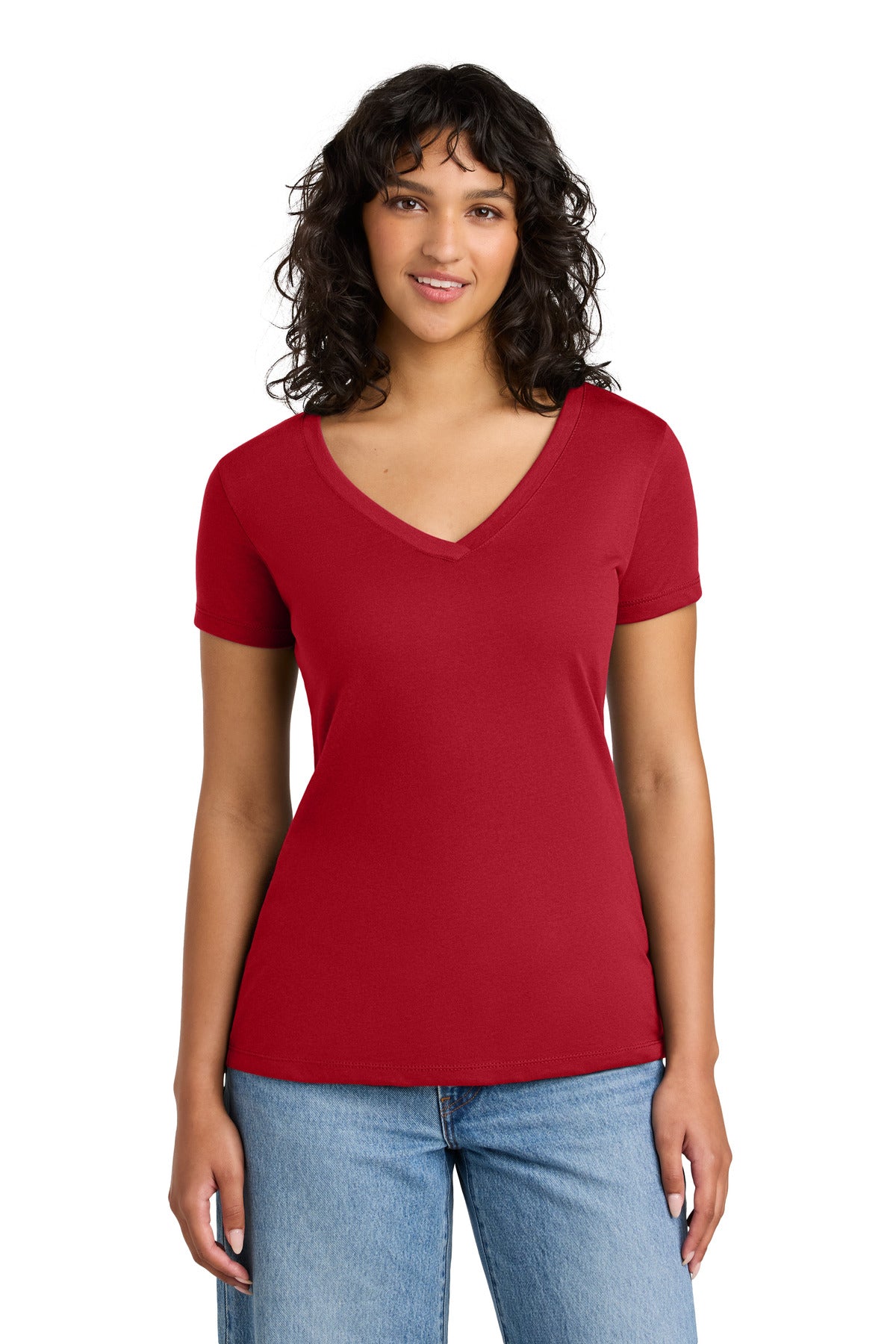 Custom Red Women's Ideal V-Neck Tee NL1540, personalized by SanCanDo Swag in Argyle, TX